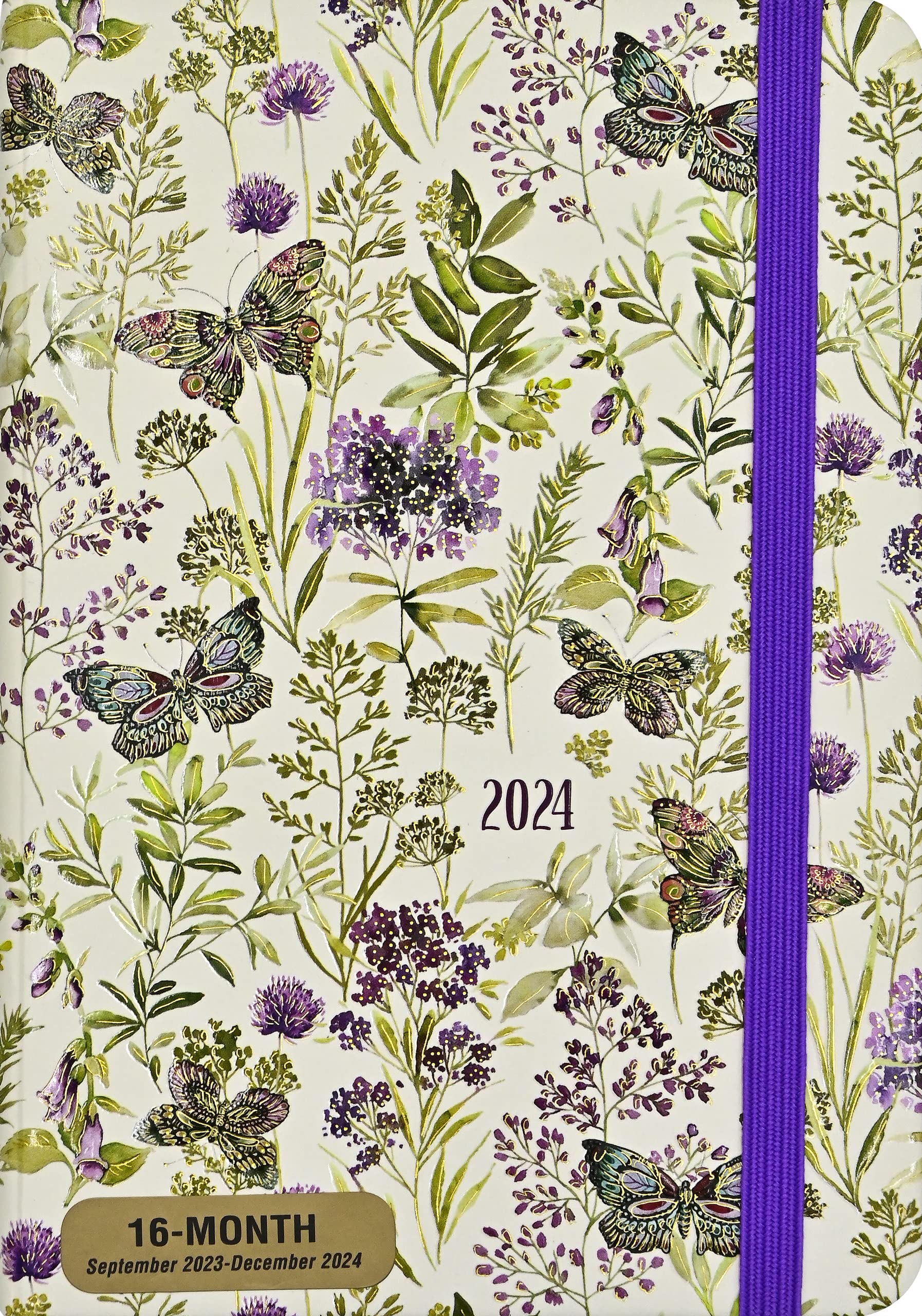 2024 Amethyst Butterflies Weekly Planner (16 months, Sept 2023 to Dec 2024), multi, 5"W x 7"H