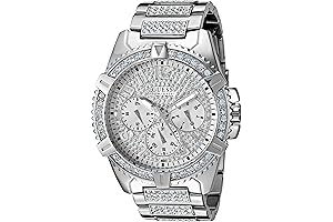 Reloj de diamantes para hombre de acero inoxidable con tono dorado y cristal