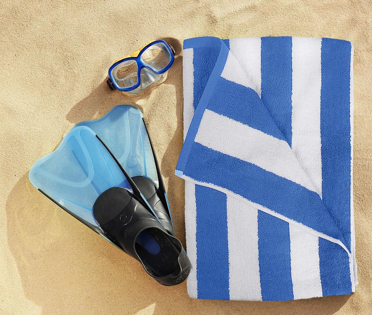 Utopia Towels 4 Pack Cabana Stripe Beach Towel, 30 by 60 Inches, Oversized 100% Ring Spun Cotton Pool Towels, Highly Absorbent Quick Dry Bath Towels for Beach, and Swim, Blue