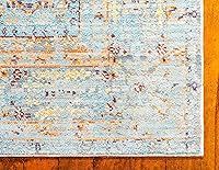 Vista 9 de Unique Loom Austin Collection - Alfombra de área con diseño de trémolo (2 pies 7 pulgadas x 9 pies 10 pulgadas, color azul claro/crema)