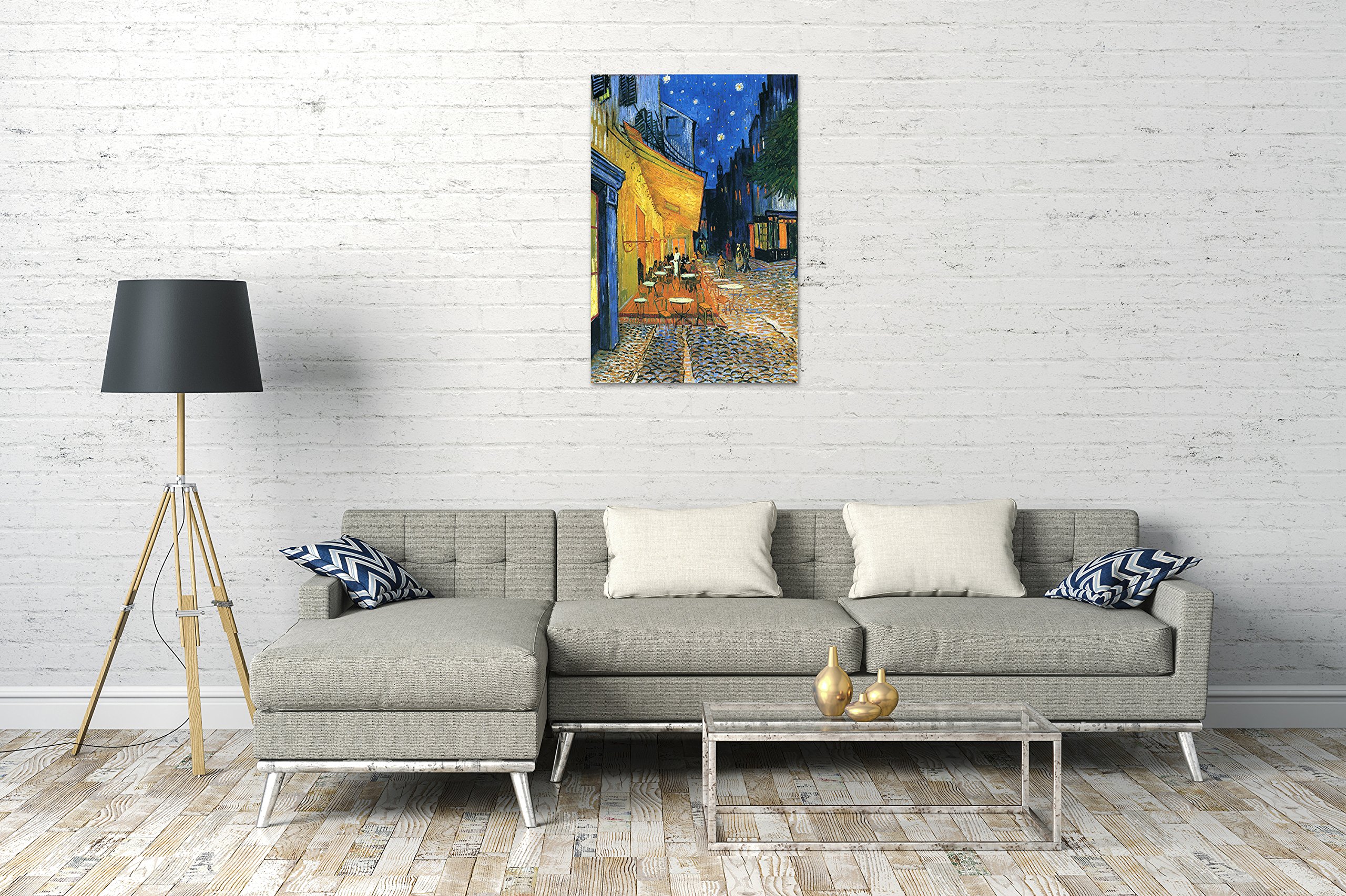 Printed Paintings Stampa su Tela con Telaio (80x120cm): Vincent Van Gogh - Cafe de la Nuit (1888) - Quadri Moderni