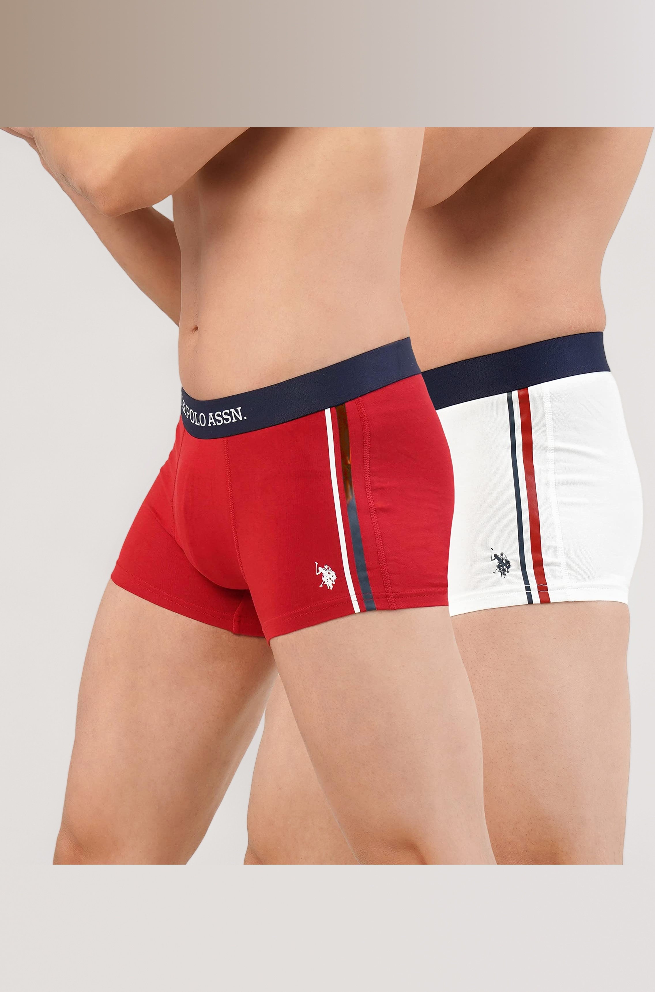 Mens ET001 Anti Microbial Cotton Stretch Stripe Branded Underwear Trunk -Pack of 1