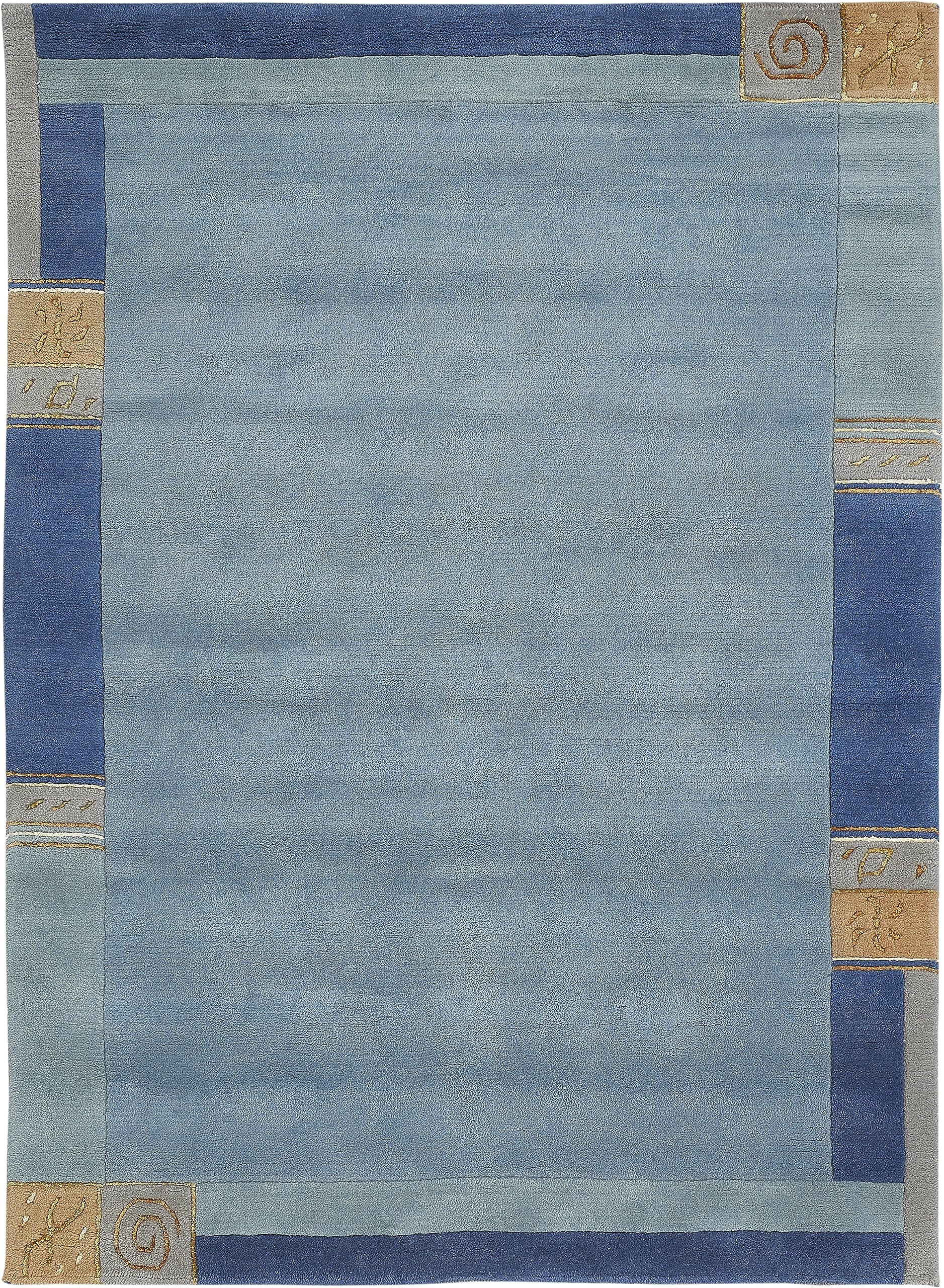 LUXOR living Wollteppich Manali, handgeknüpft, Kurzflor, 70 x 140 cm, Blau