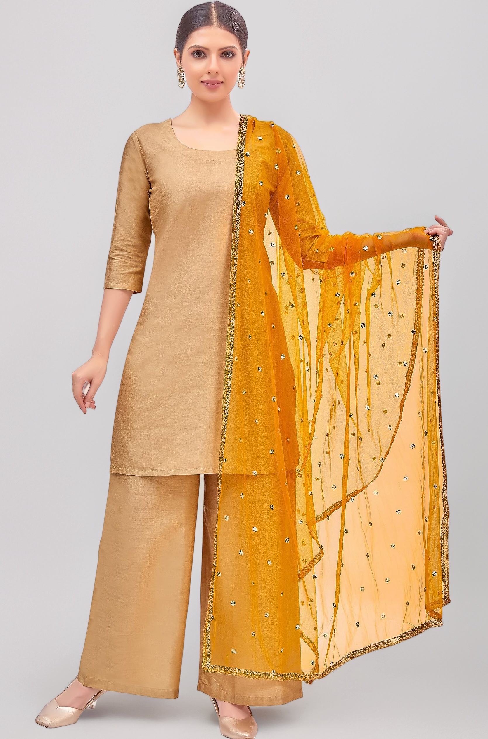 Women's Net sequence Embroidered Full Size Dupatta