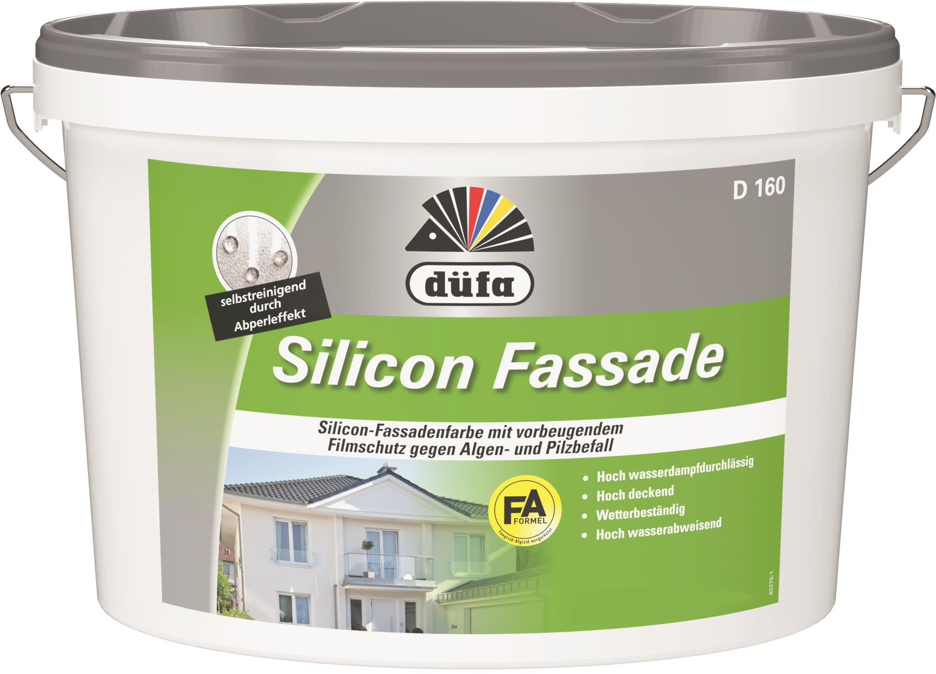 düfa D160 Silicon Fassade 2,5L siloxanverstärkte Fassadenfarbe weiß matt │ hochwertige, wetterbeständige Beschichtung