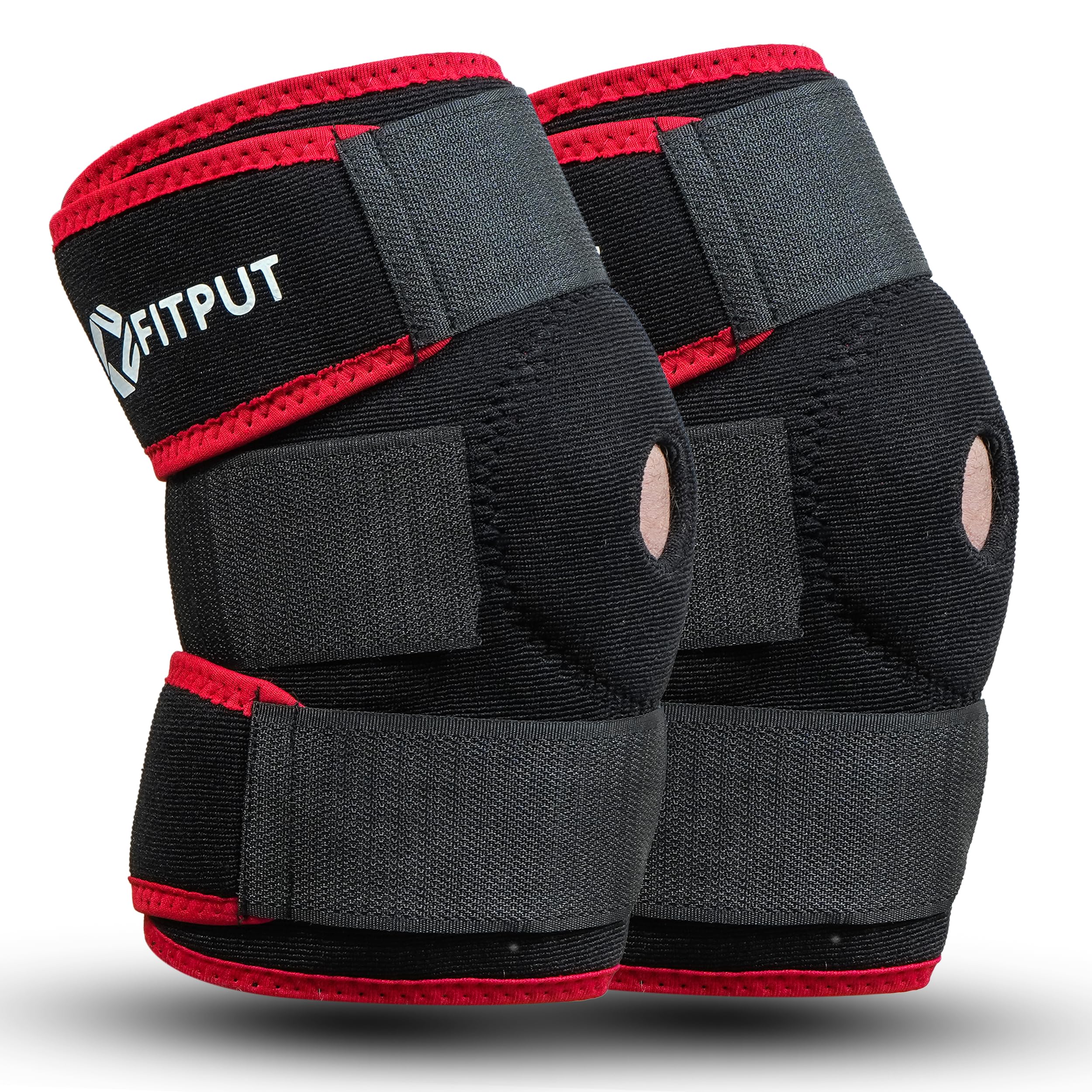 Knee Cap for Men and Women, Breathable Knee Support for Gym Workout, Running, Arthritis Relief, Knee Brace for Ligament Tear, Pain Relief, Black/Red (1 Pair, Black and Red)-image-2