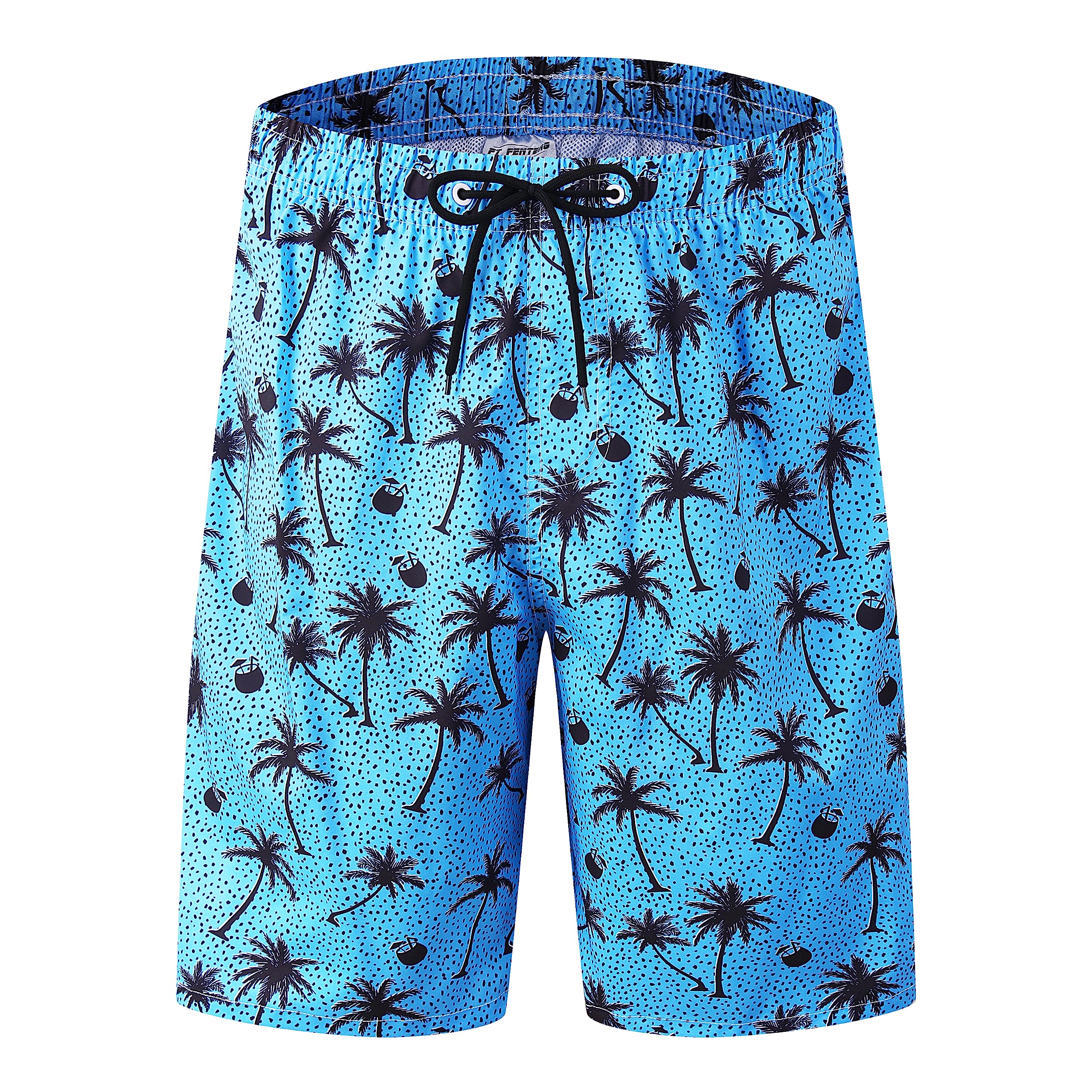 FT FENTENG Mens Swim Trunks Quick Dry Board Shorts with Mesh Lining, Breathable Surf Beach Shorts Swimwear Bathing Suits