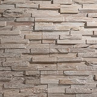 Wall!Supply 3D Wall Panels – Reclaimed Whitewash Asian Teak Wood – Home Decor Wallpaper Alternative for Living Room, Bedroom & Office – Easy DIY Installation – 10 Pack, Covers 9.6 Sq Ft