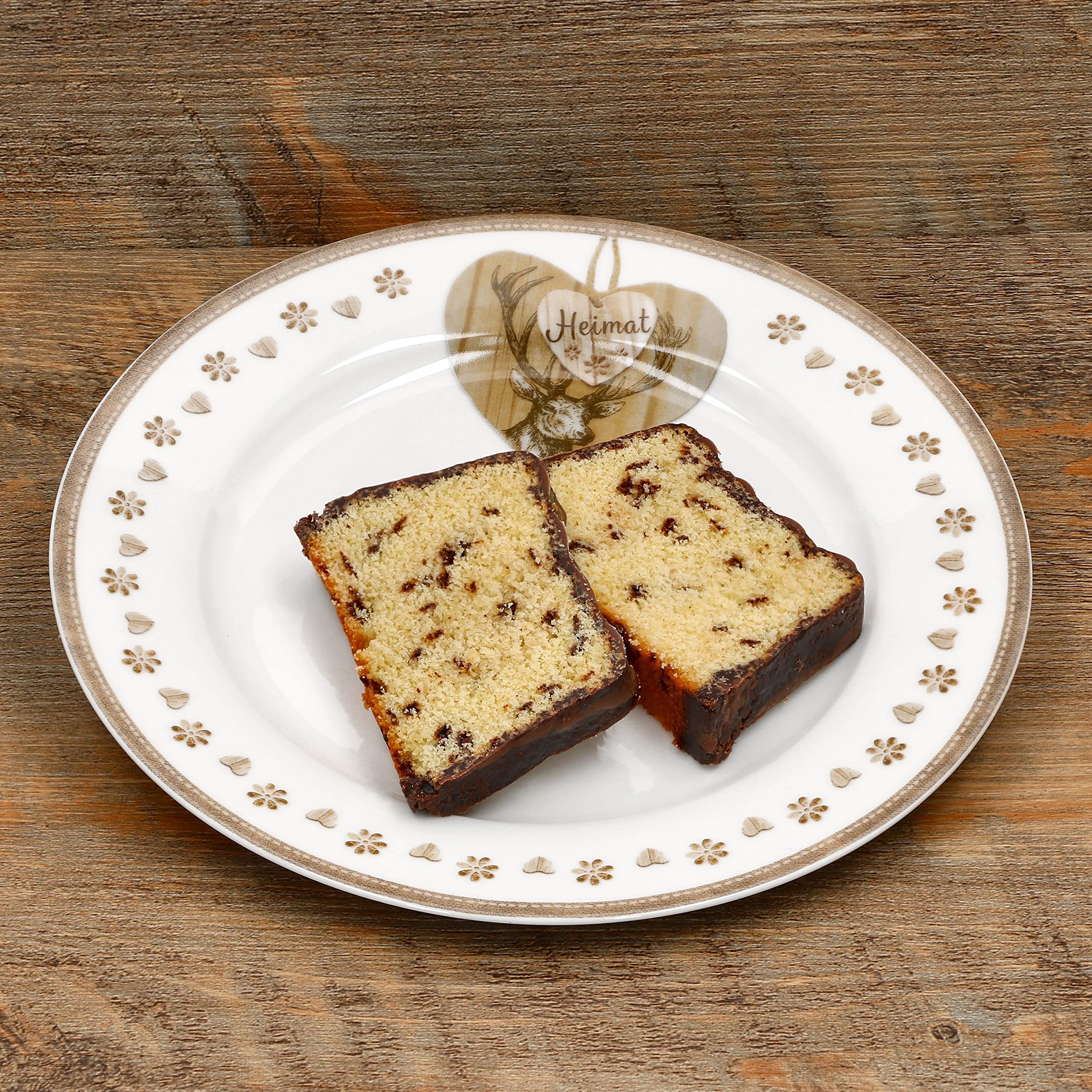 MamboCat Country Heart Kuchenteller 4er Set - Porzellan Teller Mit Hirsch Design, 20,5cm