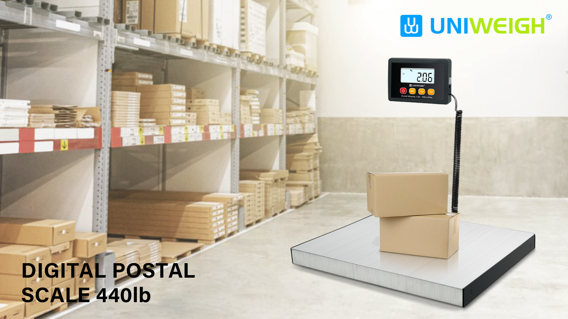 Balance Postale Numérique UNIWEIGH 110lbs/0.1oz - Acier Inoxydable Sans Fil LCD TARE Hold USB