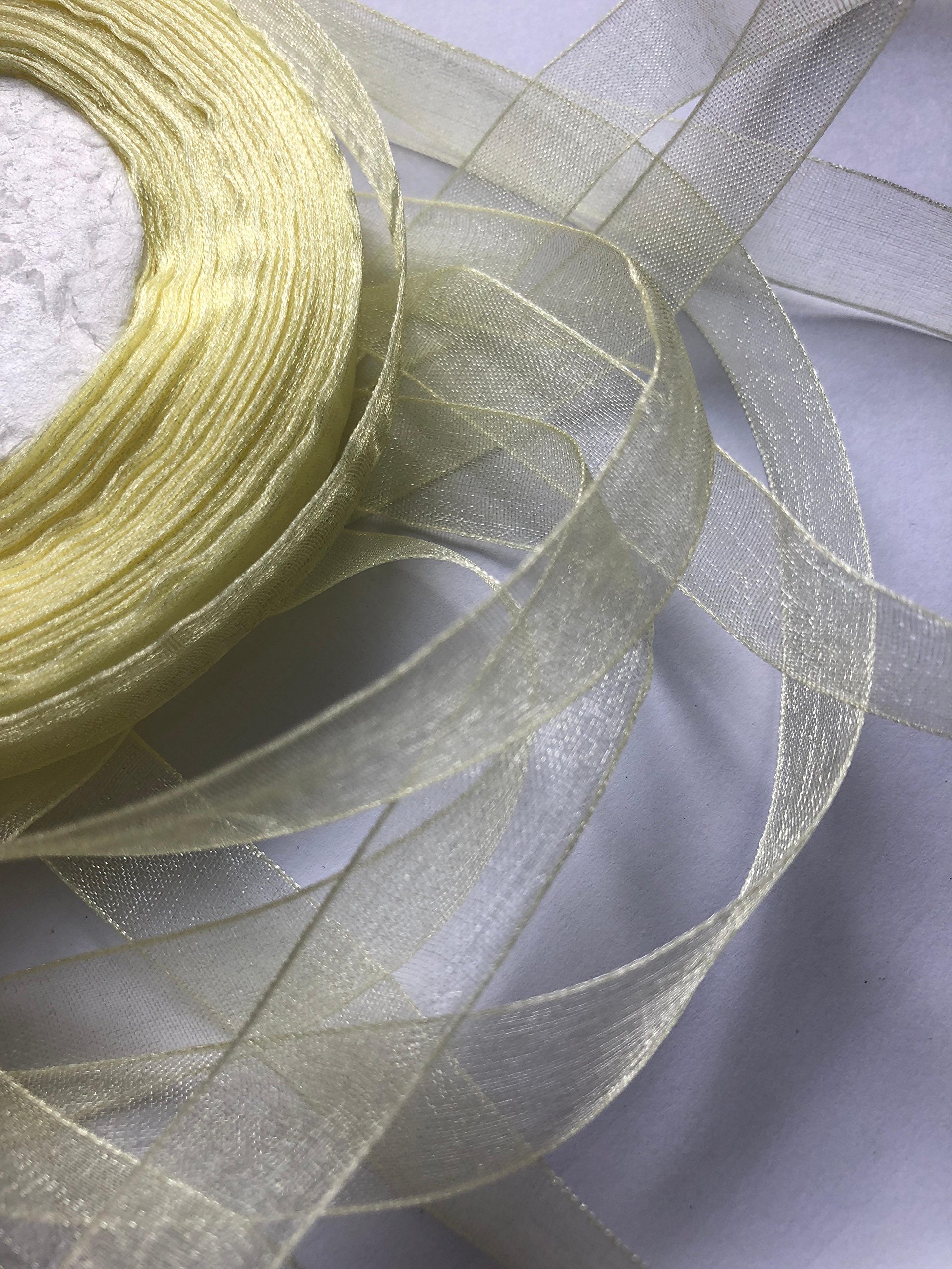 Diy Wedding & Crafts Lemon (Yellow) Organza Sheer Ribbon (1 Roll) 12Mm 50Yards/45 Metres (Lemon (Yellow))