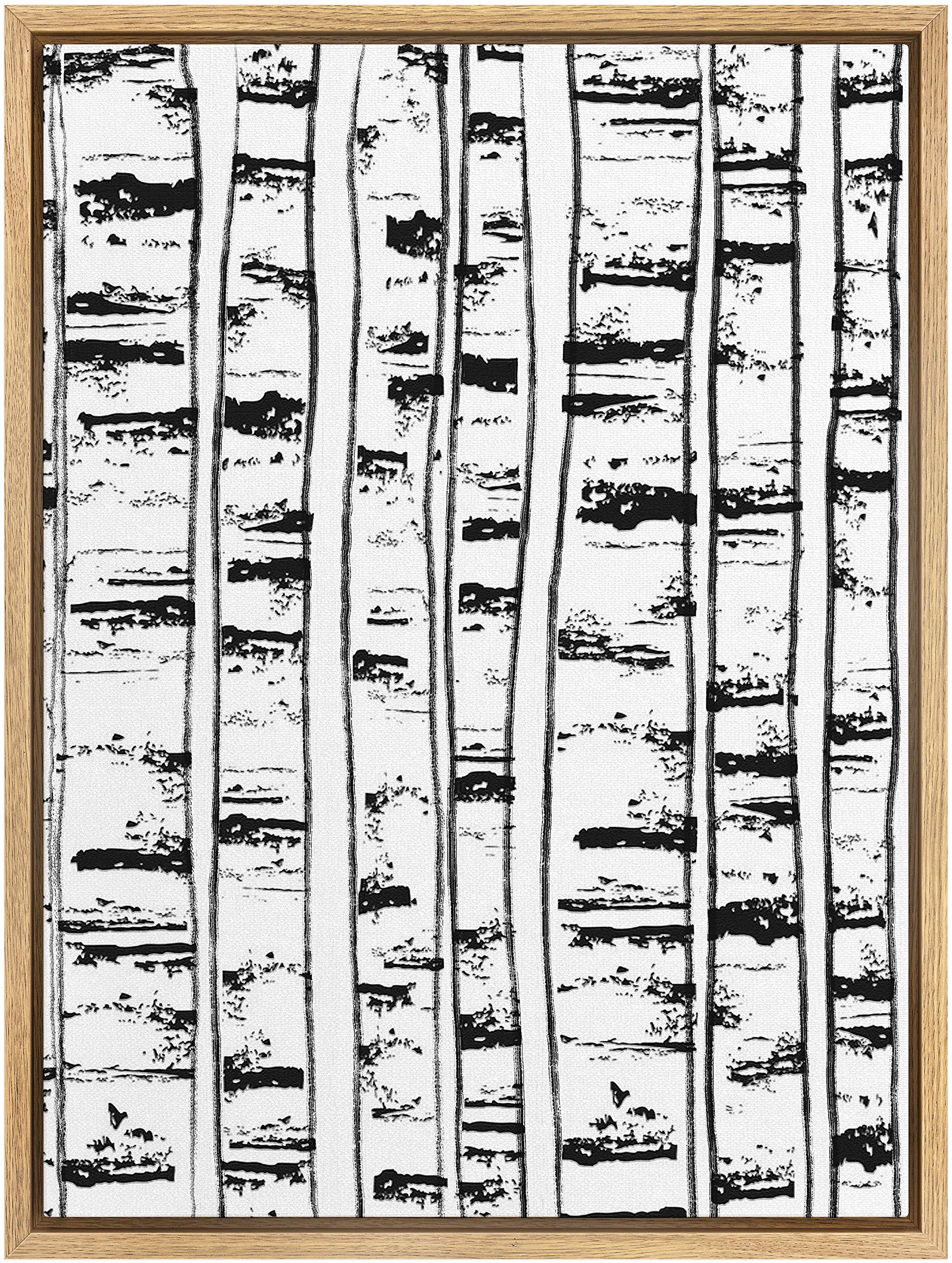 SIGNWIN Framed Canvas Print Wall Art Birch Bark Pattern Nature Wilderness Illustrations Modern Art Rustic Closeup Relax/Calm Black and White for Living Room, Bedroom, Office - 16"x24" Natural