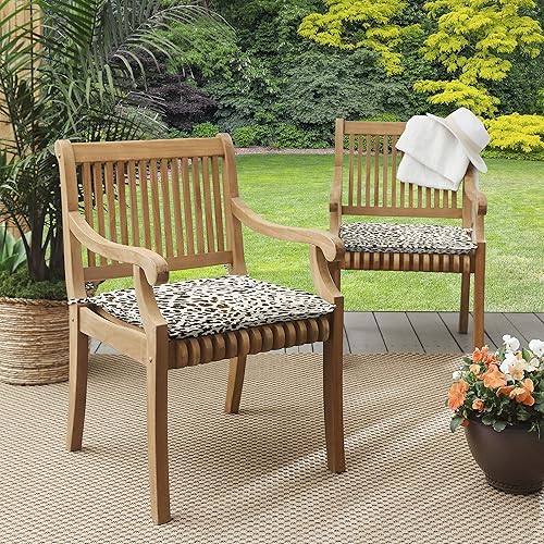 Miniatura 2 de Sorra Home AMZ558021SC - Juego de almohadillas para sillas de interior/exterior, 21 x 19 x 2 pulgadas, leopardo oscuro