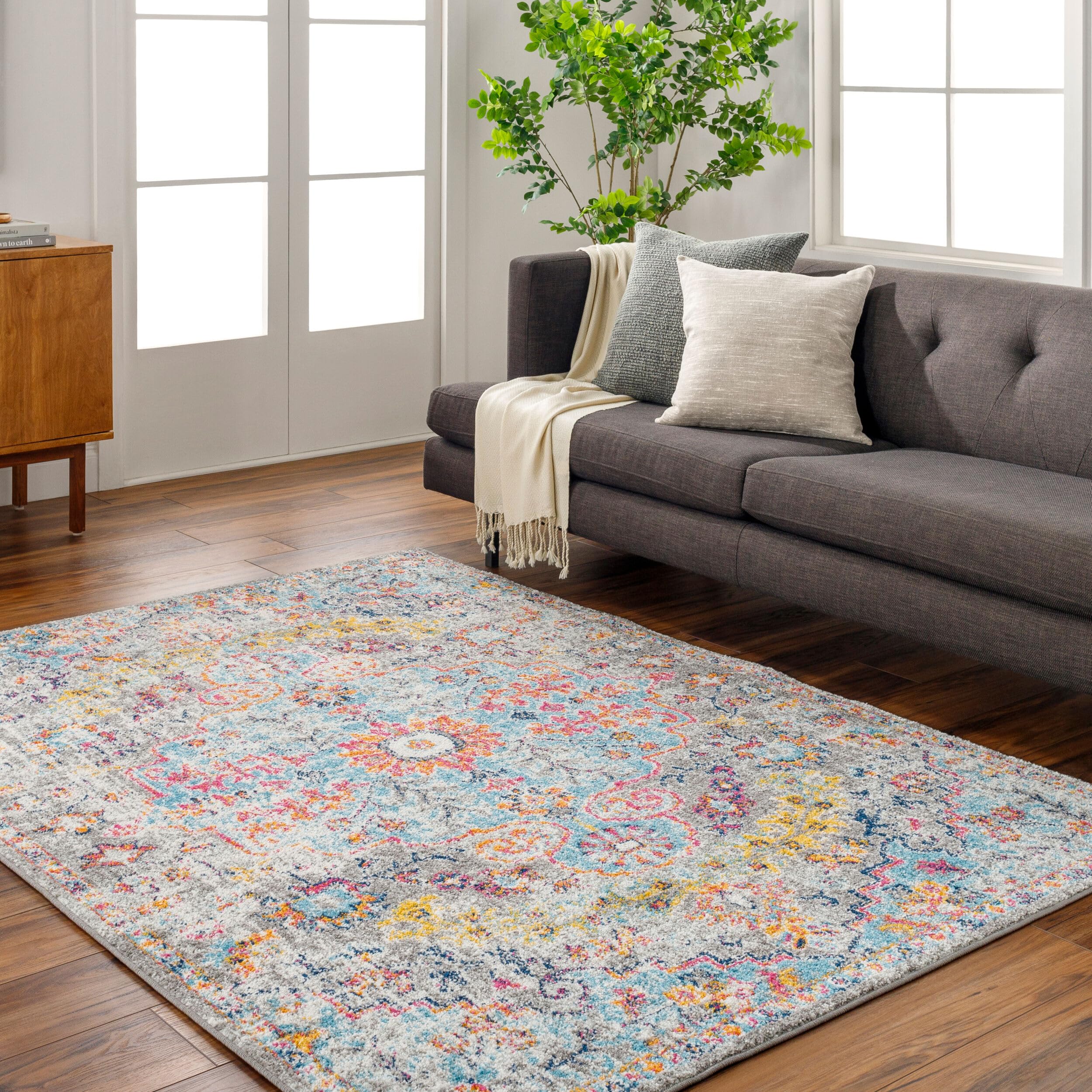 Livabliss Asmara Vintage Rug - Area Rugs Living Room 160x220 cm, Dining Floor, Kitchen, Traditional Multicoloured Boho Style, Easy Care Pile, Bohemian Large Rug, Beige, Mustard, Blue