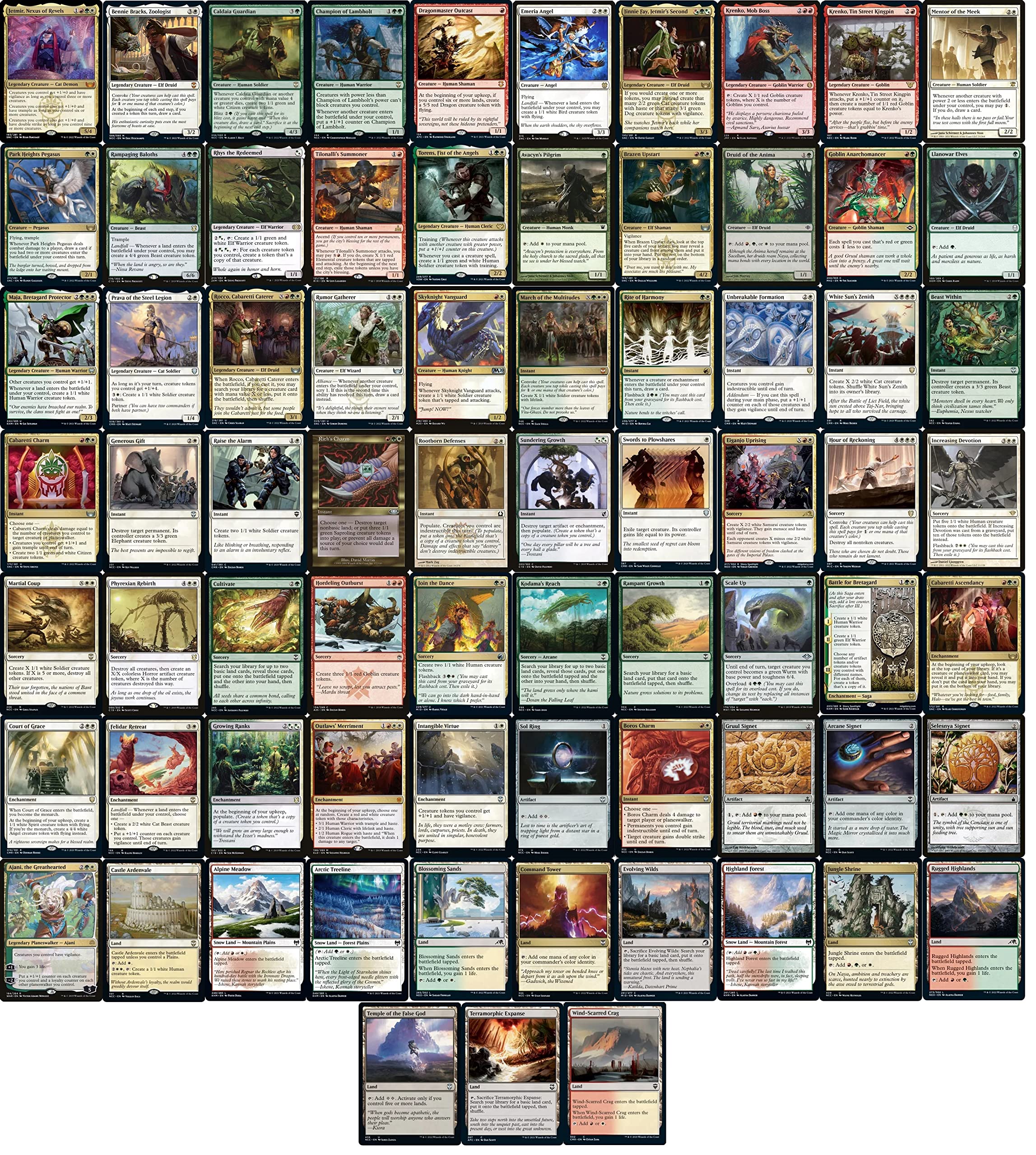 Amazon.com: Elite Commander Jetmir Creature Go Wide Deck - Red Green White  - EDH - Jetmir, Nexus of Revels - 100 Card - Custom Magic The Gathering Deck 
