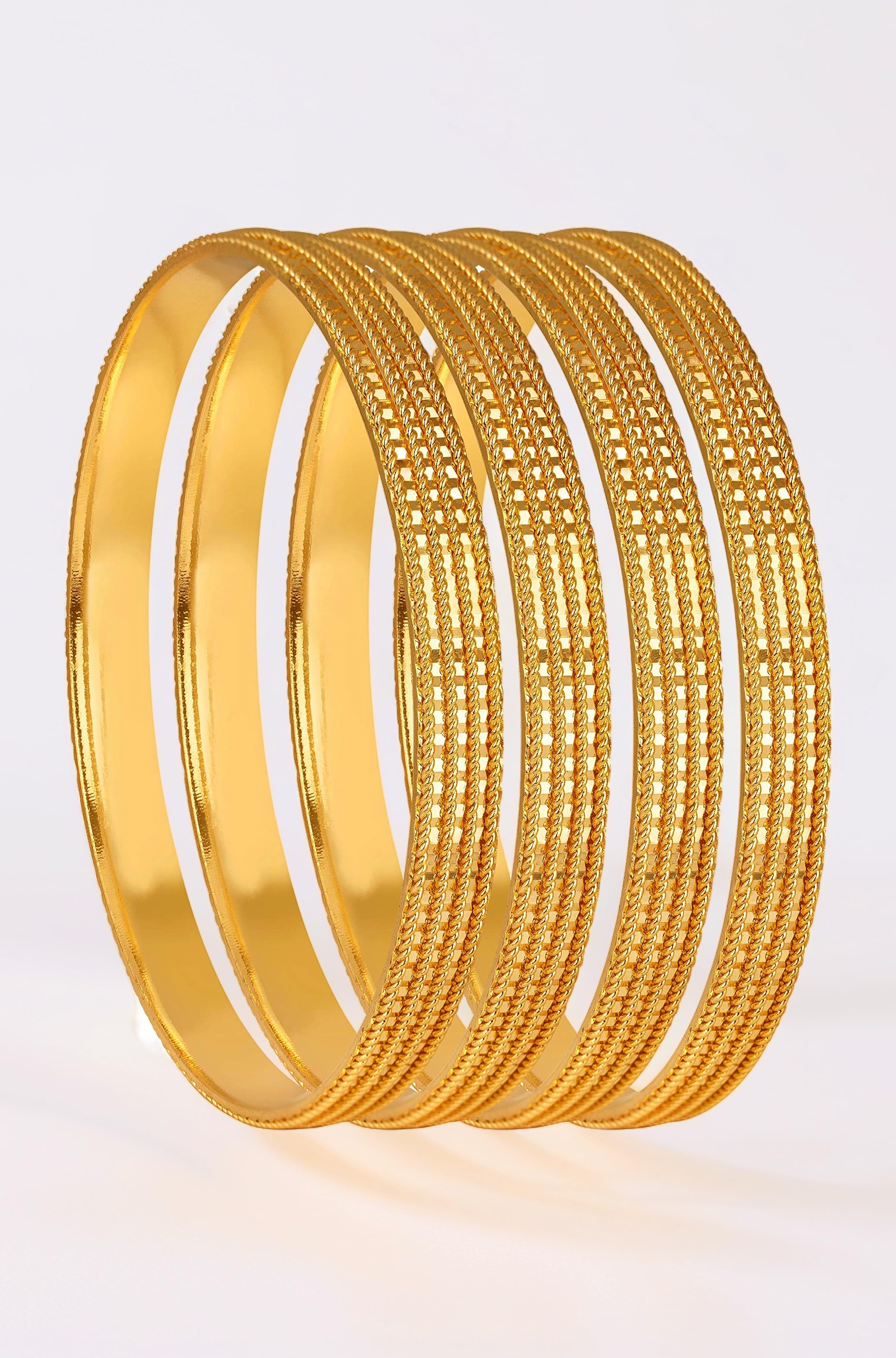 JFL - Jewellery for Less Golden One Gram Gold Plated Bangle Set For Women