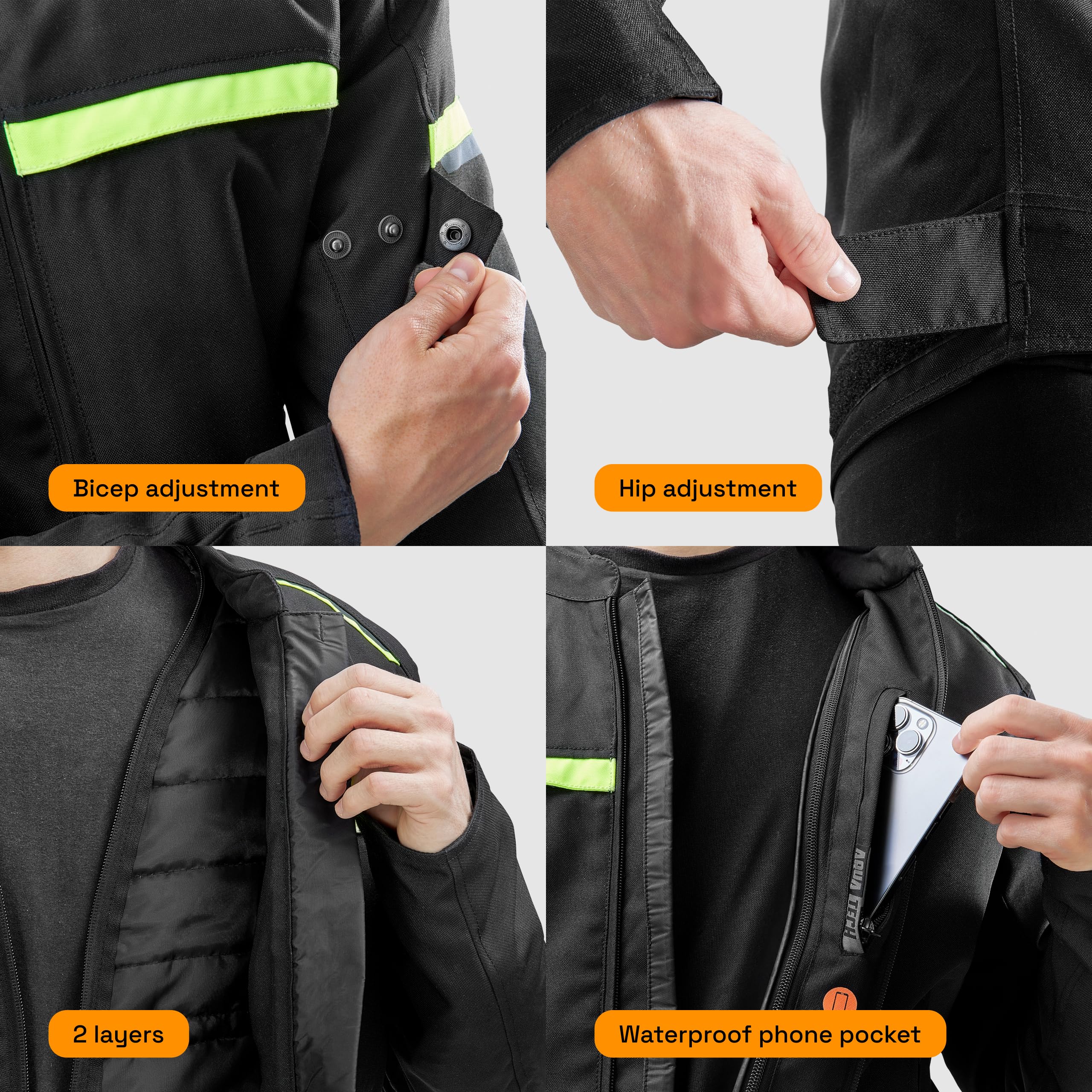 OZONE MOTO Neo Giacca da Moto Uomo | Tessile | Protezioni Gomiti e Spalle Livello 1 | Tasca per Protezione Schiena (Acquista Protettore di Seguito) | Fodera Termica Removibile | Taglie fino a 2XL