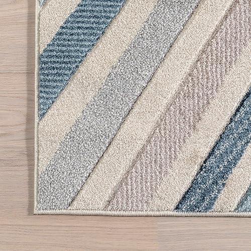 Miniatura 3 de nuLOOM Neveah - Alfombra contemporánea Chevron de pasillo, 2 pies 8 pulgadas x 8 pies, color azul