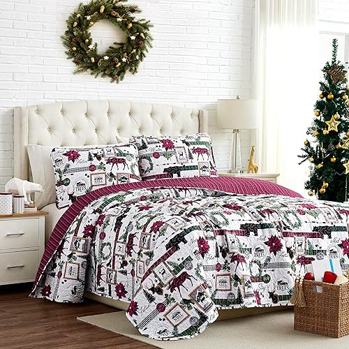 Miniatura 62 de Southshore Fine Living, Inc. Holly Jolly - Juego de ropa de cama suave de 3 piezas con fundas acolchadas, tamaño matrimonial/queen 01-Blanco,02 -