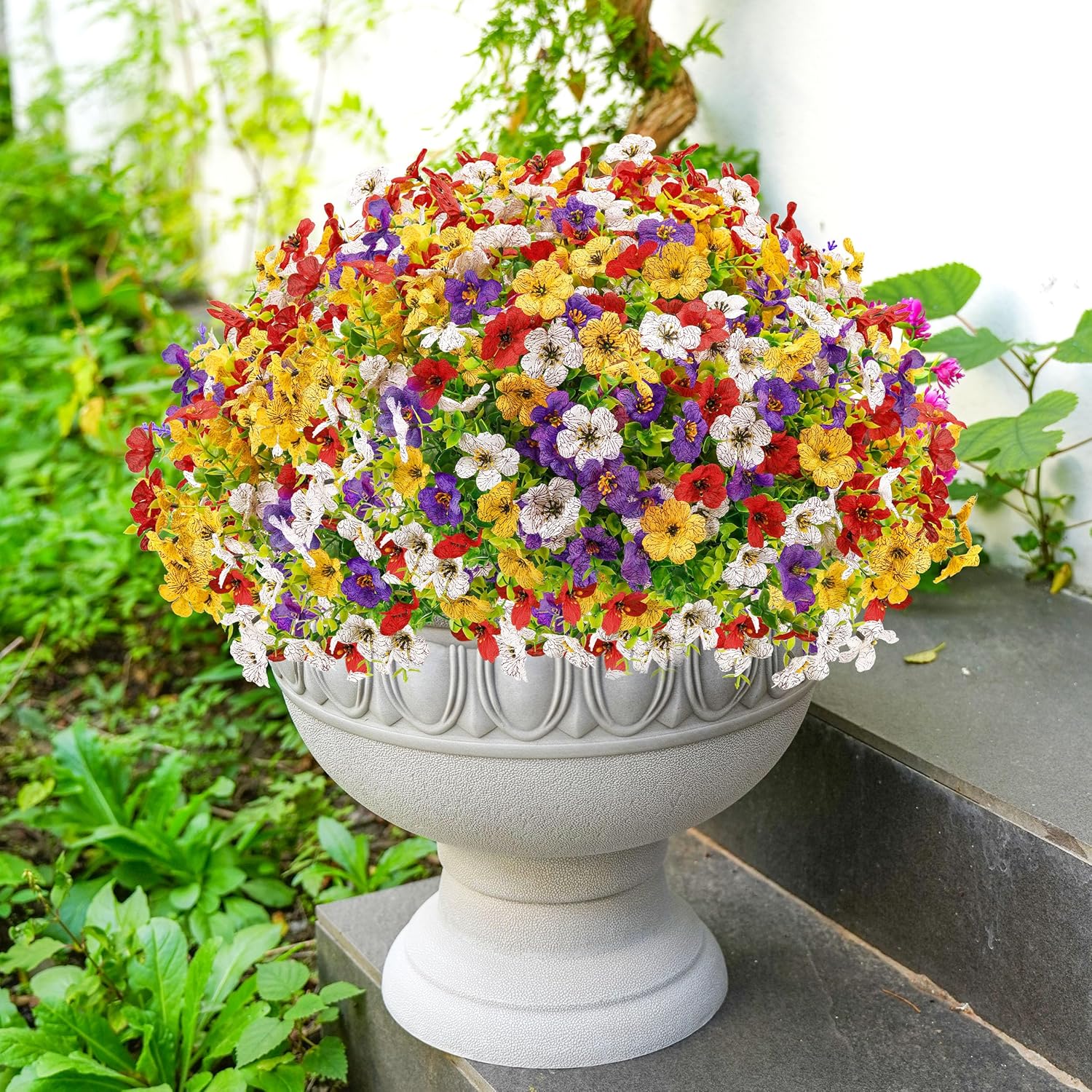 Der Rose 24 Pack Artificial Plants for Outdoors Fake Flowers Spring Decoration Silk Colorful Daisy UV Resistant for Home Porch Garden Decor - Image 7