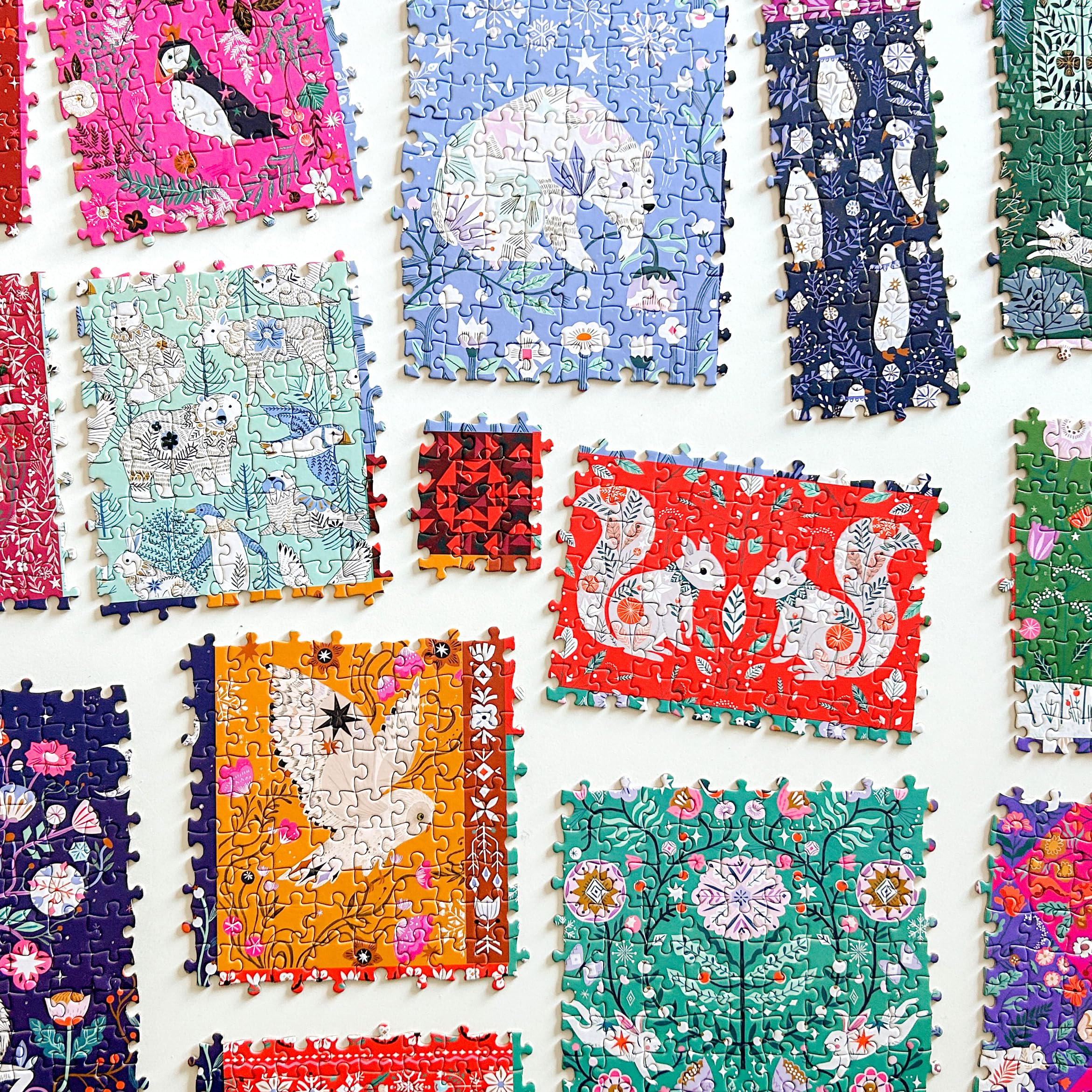 Elena Essex Puzzle di Natale - Patchwork Invernale, 1000 pezzi puzzle per adulti, puzzle per adulti 1000, Puzzle Invernale di Animali e Uccelli, Dimensione 70x50cm