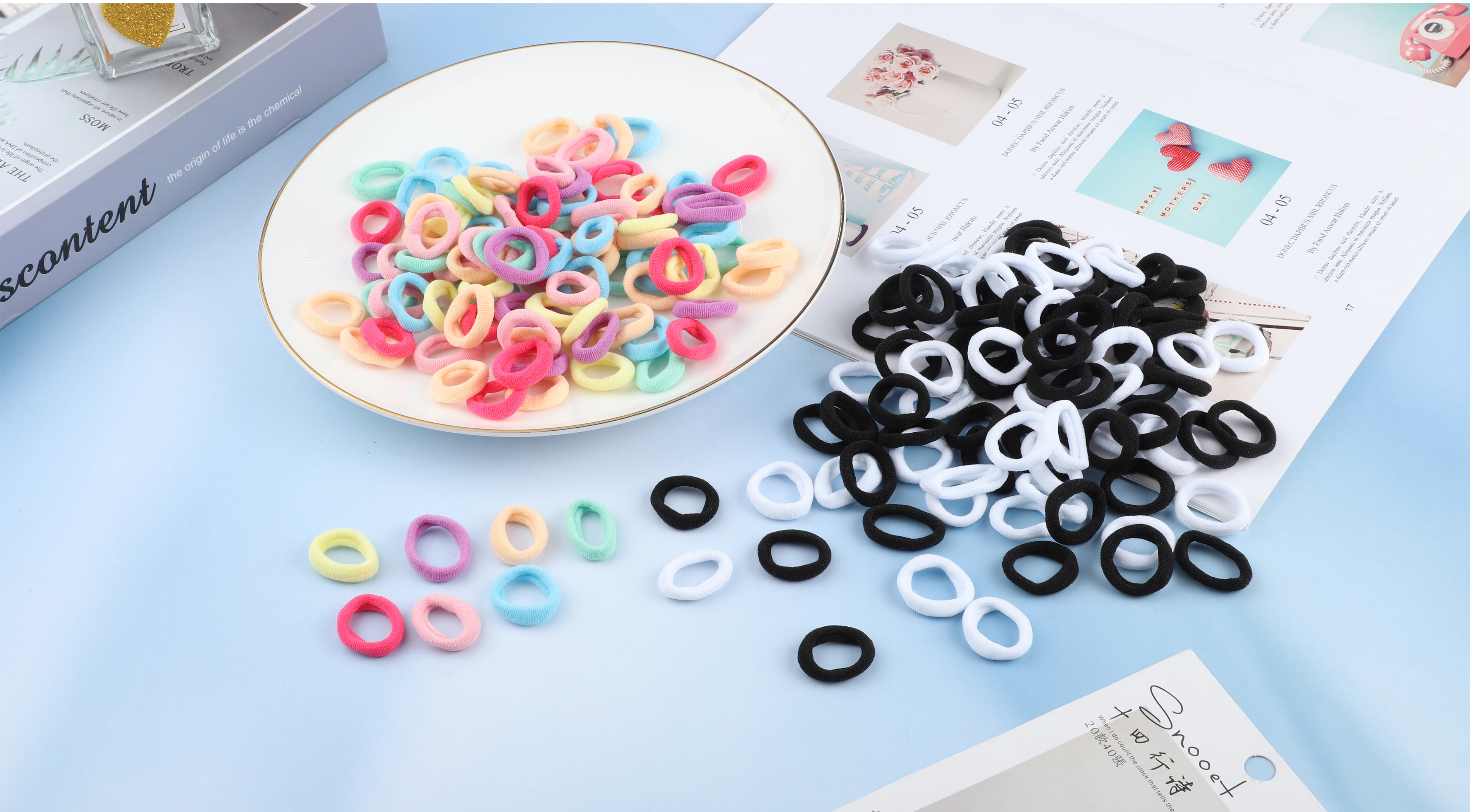 200 Elastici Per Capelli In Cotone Multicolore - Morbidi, Elastici E Senza Cuciture Per Bambine E Ragazze