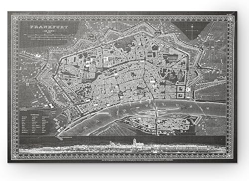 Miniatura 9 de Wexford Home Arte de lienzo envuelto en galería de mapas de Islas Británicas antiguas, 35.8 x 48.0 in Mapa antiguo Frankfurt I,Mapa antiguo