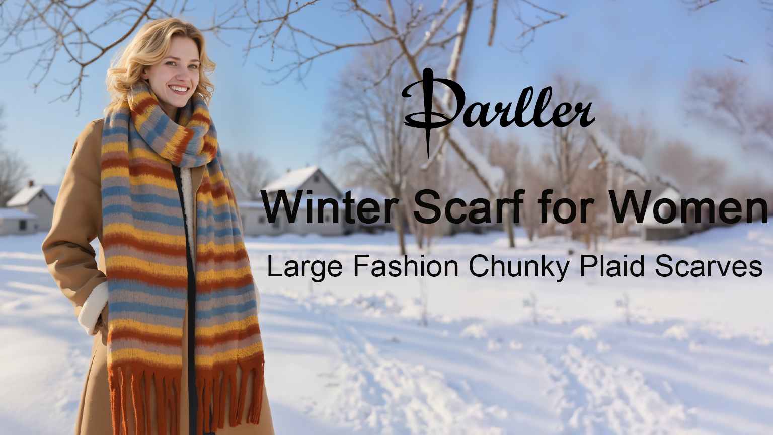 Darller Winter Scarf for Women Large Chunky Plaid Scarves
