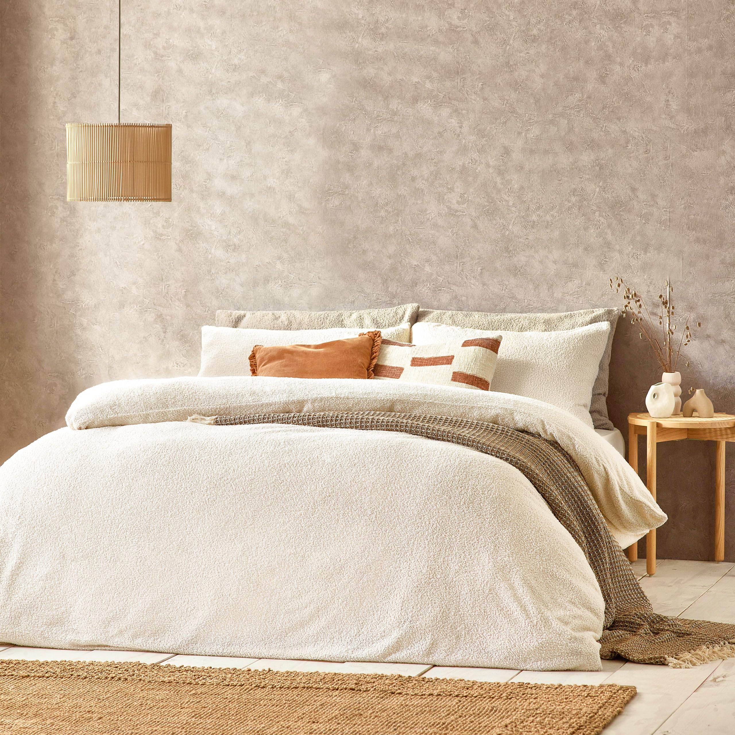 Yard Boucle Textured Single Duvet Cover Set - Ecru Cream - 100% Polyester