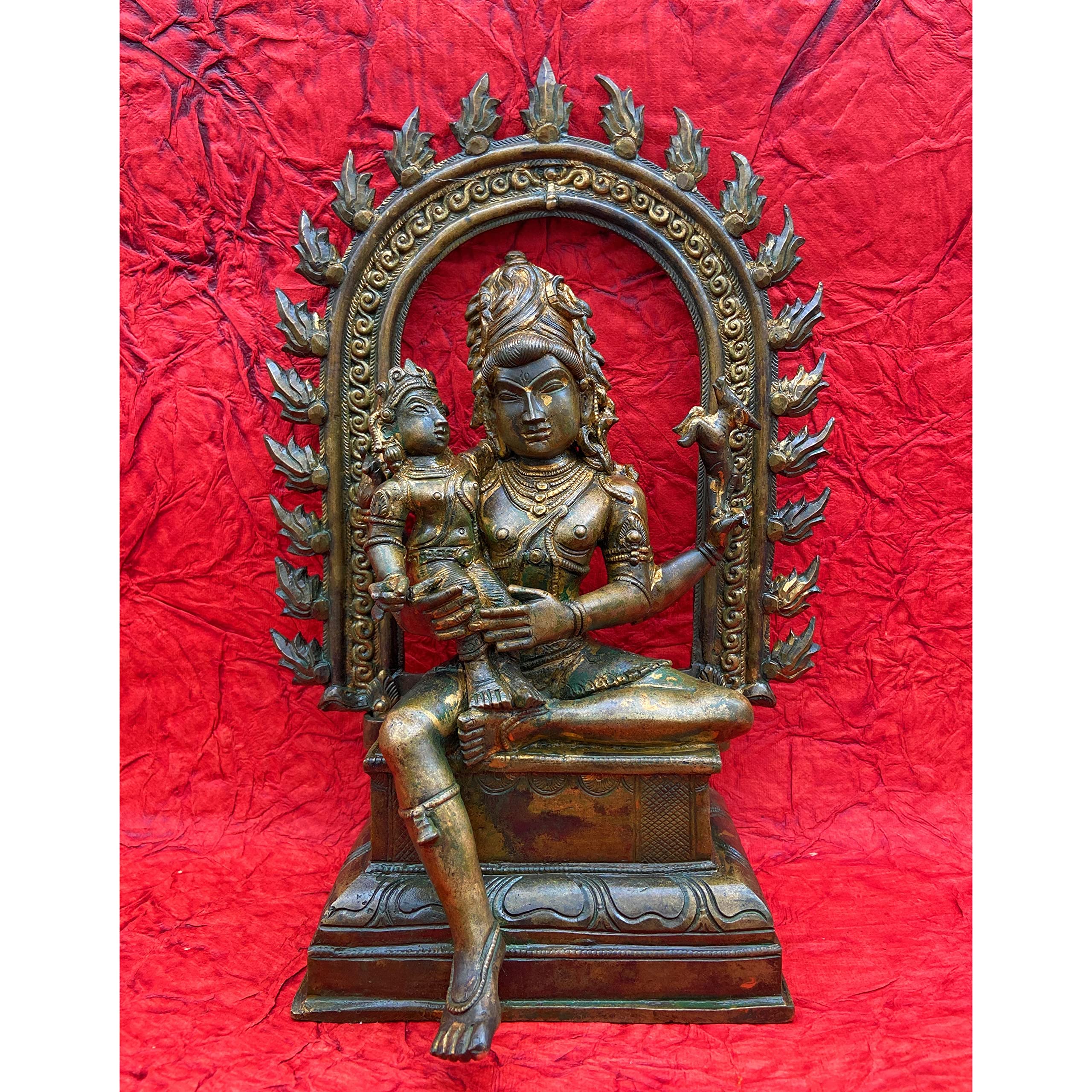 Buy Bhunes Bronze Panchaloha Shiva Sitting with Karthick Statues, Lord Shiv Idol, Shankar Murti