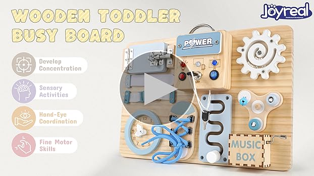 TINTECUSA Busy Board Montessori Toys For Toddler, Wooden Sensory Board Switch Toy With Shape Sorter Led Light Up Toys Educational Plane Travel Activity For 1 6 Year Old Girls Boys