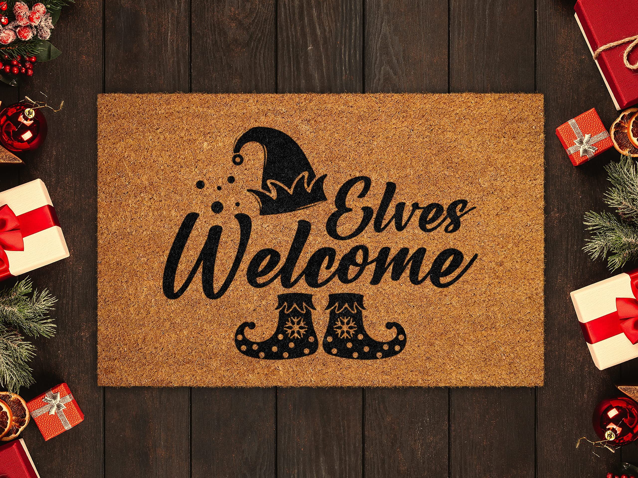 Ensound Christmas Doormat,Elves Welcome Door Mat,Christmas Door Mat,Front Door Mat,Outdoor Mats,Funny Doormat,Welcome Mats with Non-Slip Rubber Flannel Floor Mat 24x16 Inch — image 1