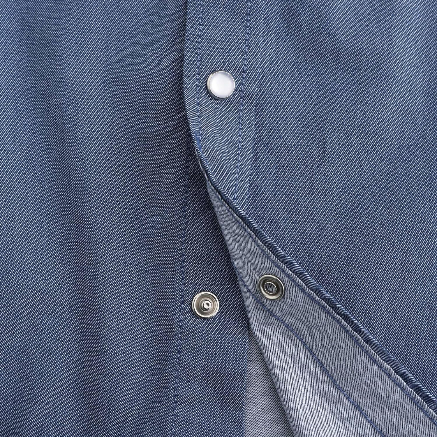 COEVALS CLUB Mens Denim Western Cowboy Work Pearl Snap Button up Short Sleeve Regular Fit Shirts - Image 2