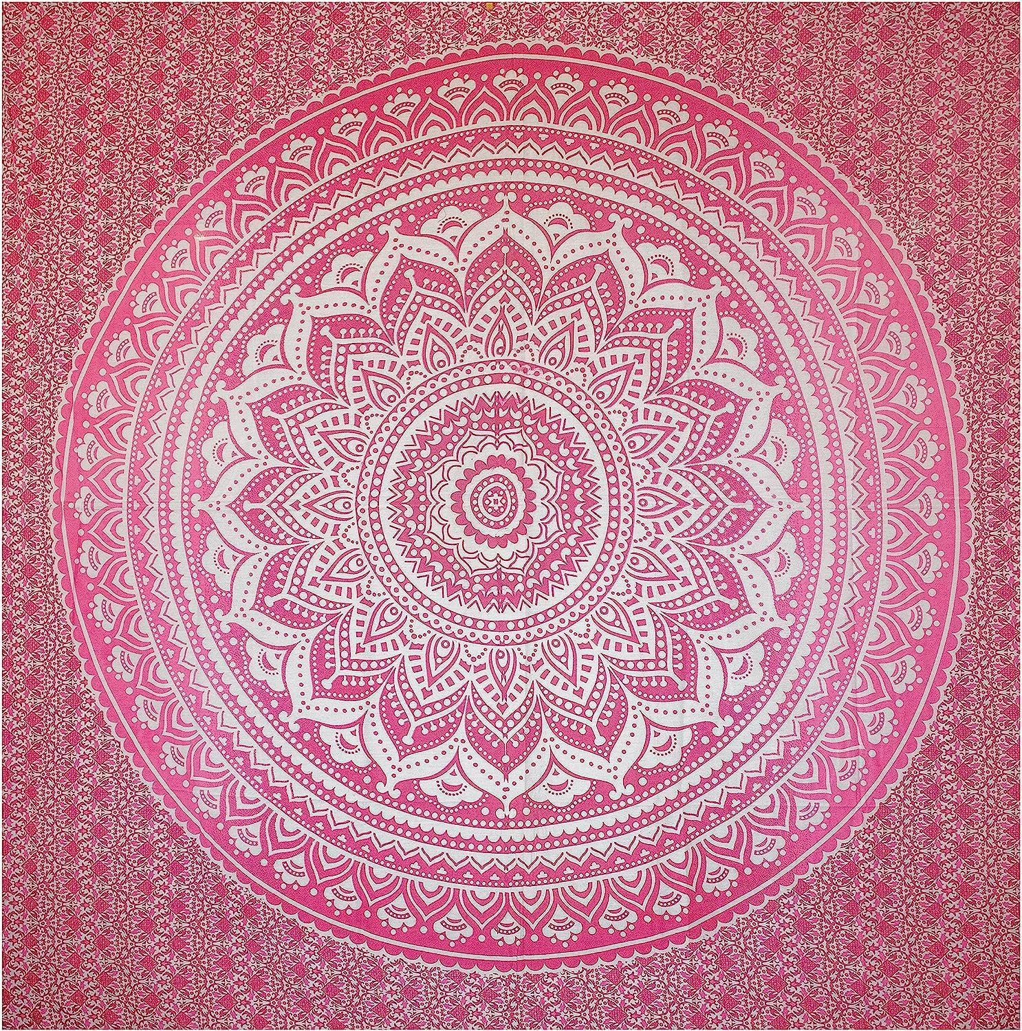 BRICOMIRAS Toalla de Playa Grande antiarena con diseños Mandala | Ideal como Manta, Pareo y Toalla Grande para la Playa o Piscina | Espaciosa y Repelente a la Arena (1x Rosa)