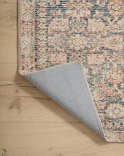 Miniatura 9 de LOLOI Angela Rose Aubrey Collection AUB-01 - Alfombra cuadrada de muestra (18 x 18 pulgadas), color azul marino y multicolor