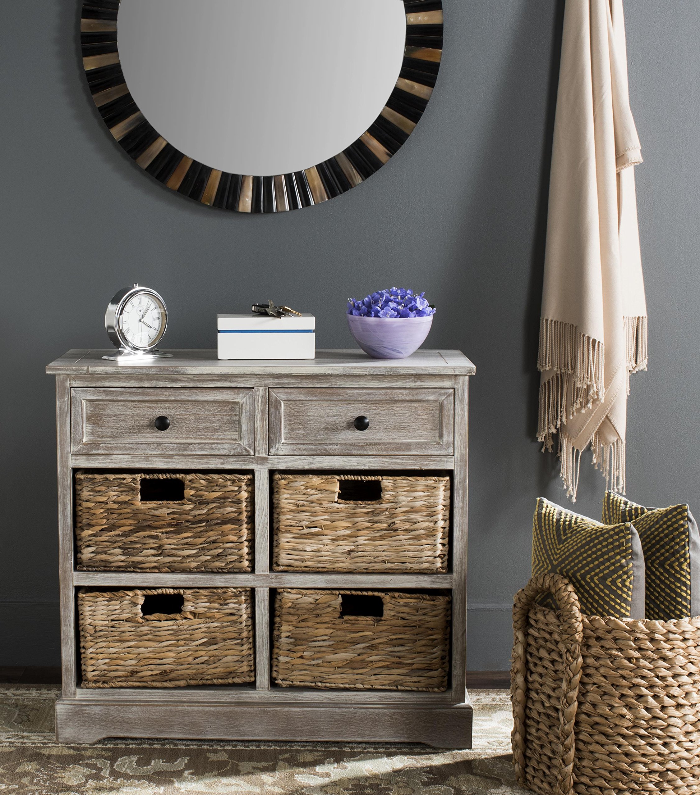 Safavieh American Homes Collection Herman Brown Wicker Basket Storage Unit