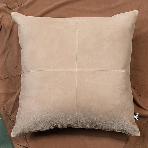 Miniatura 2 de Funda de almohada de piel de cordero  Funda decorativa para cojín de sofá  Fundas para sala de estar y dormitorio, 14 x 14 pulgadas  Beige