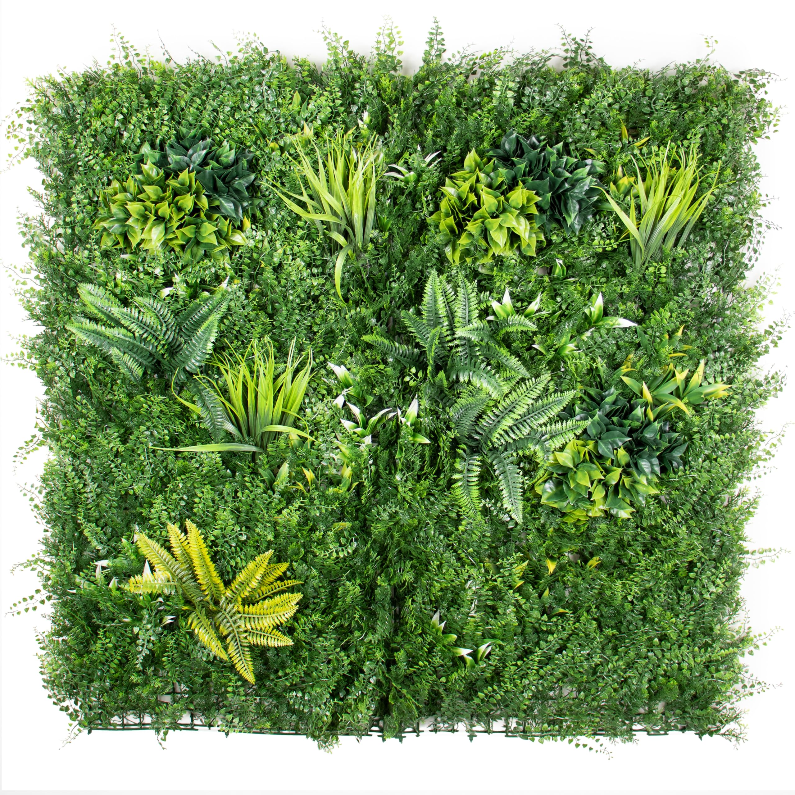 Kunstpflanzen Wand VERDE C 100x100 cm – künstliche Pflanzenwand / künstliche Hecke, UV-beständig, 100% recyclebar, zuschneidbares Heckenpanel, Indoor & Outdoor, schalldämmend Sichtschutz