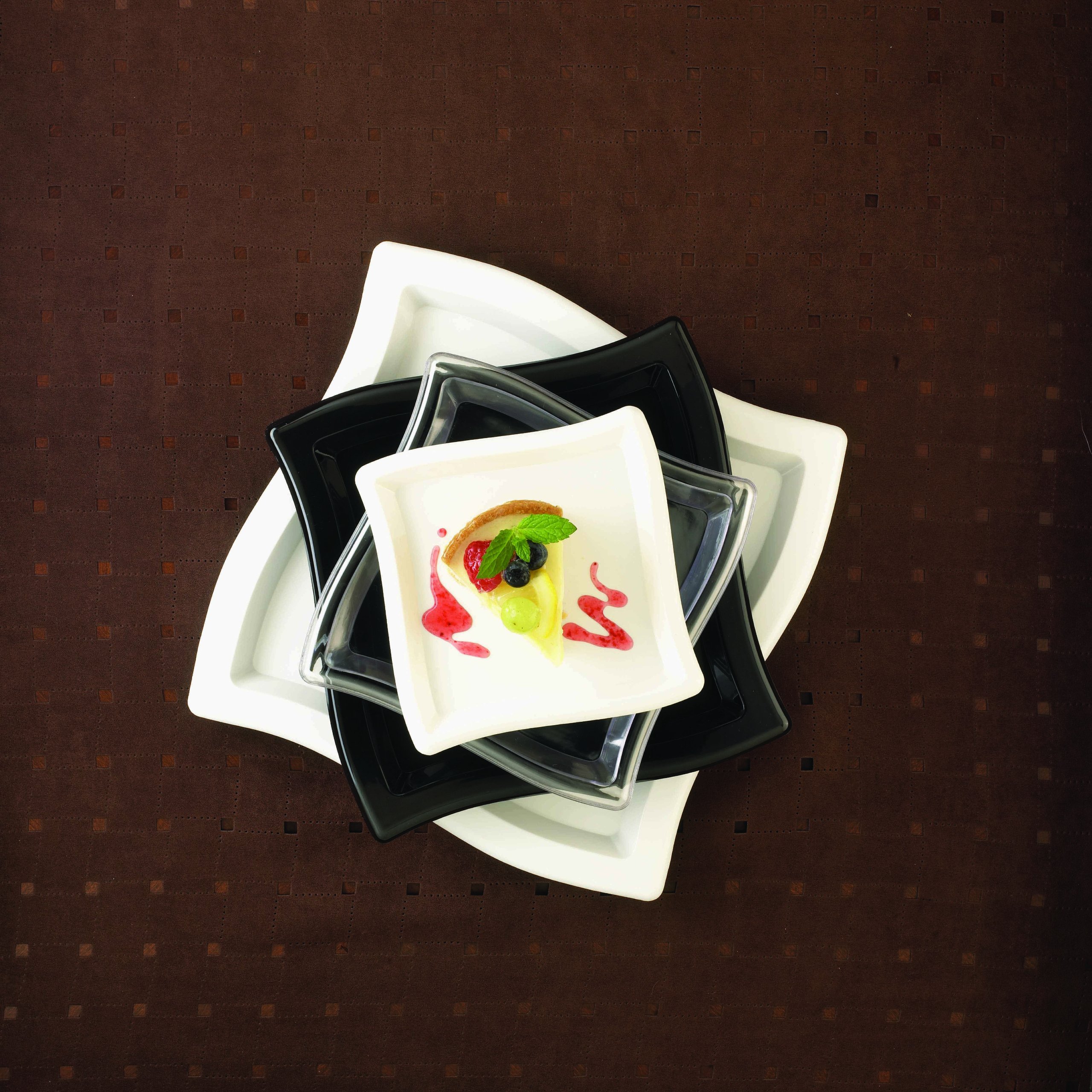 EMI Yoshi Koyal Square Waves Salad Plates, 6.5-Inch, White, Set of 120