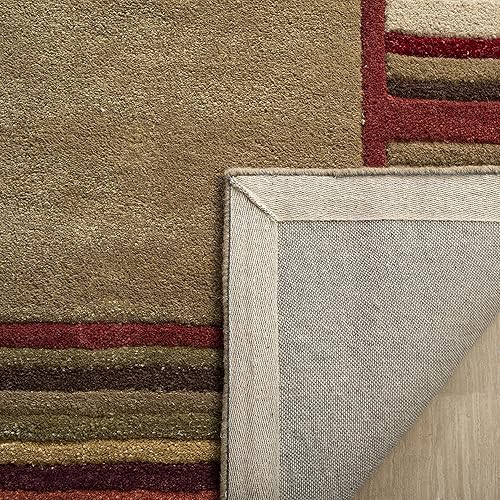 Martha Stewart Collection by SAFAVIEH MSR4715B - Alfombra hecha a mano de lana y viscosa con borde de rayas de 8 x 10 pies, color gris plomo