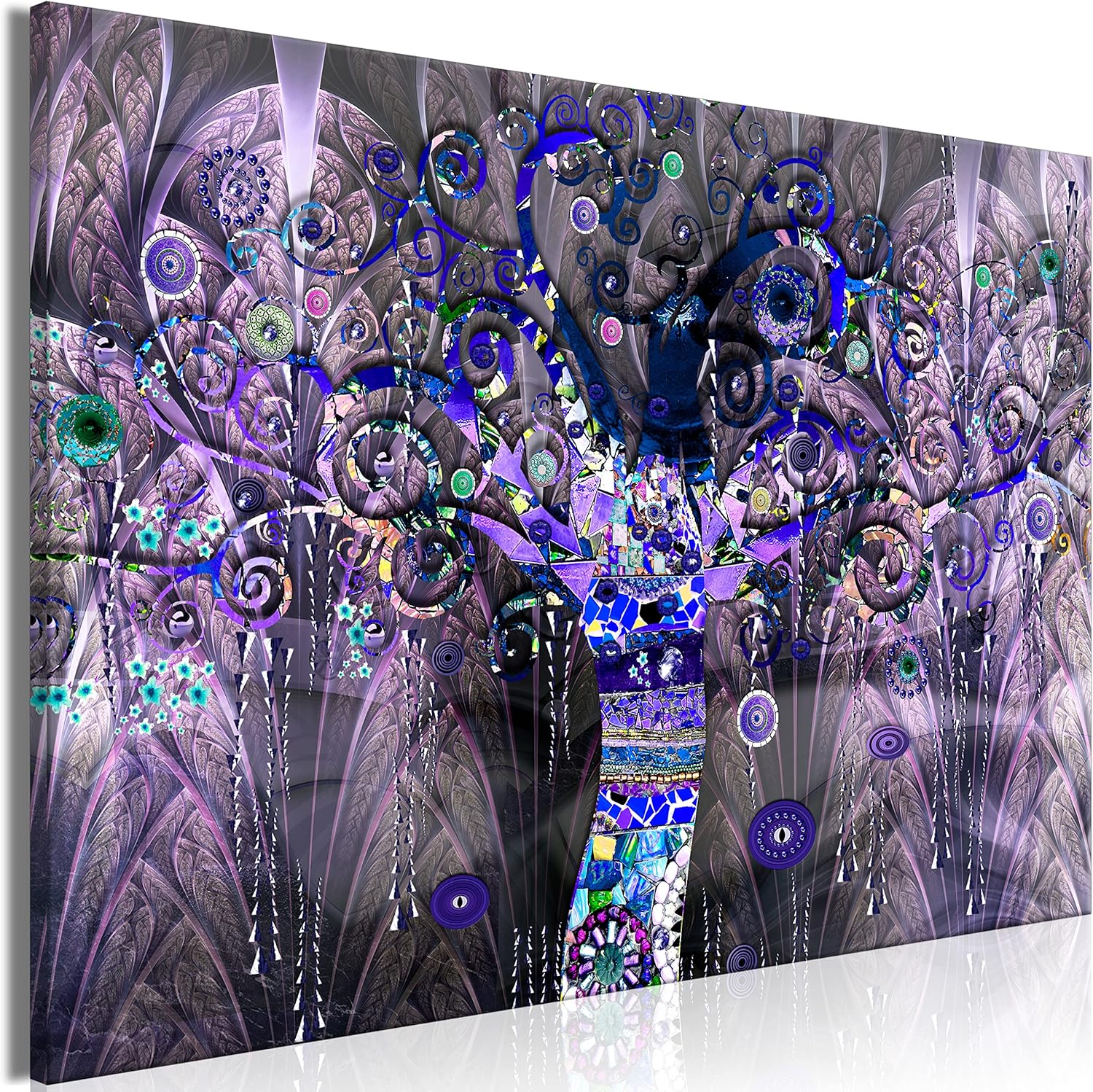 murando Cuadro en Lienzo Gustav Klimt Árbol de la vida 60x40 cm Impresión de 1 Pieza Tejido no Tejido Artística Imagen Gráfica Decoracion de Pared Abstracto colorido violeta l-A-10004-b-a