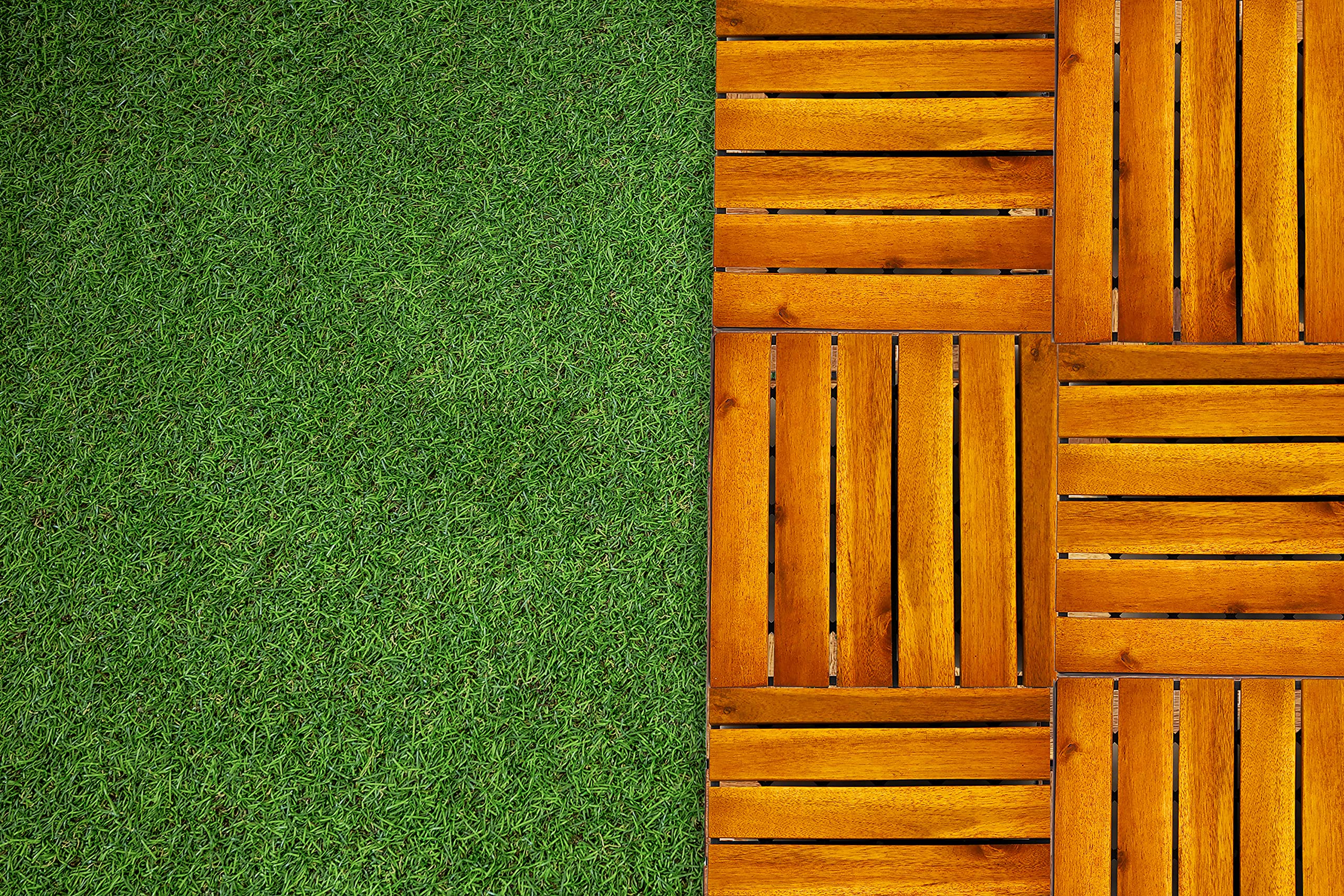 Buy Interlocking Grass Deck Tiles 8 Pack 12 x 12 Turf Tiles Snap On