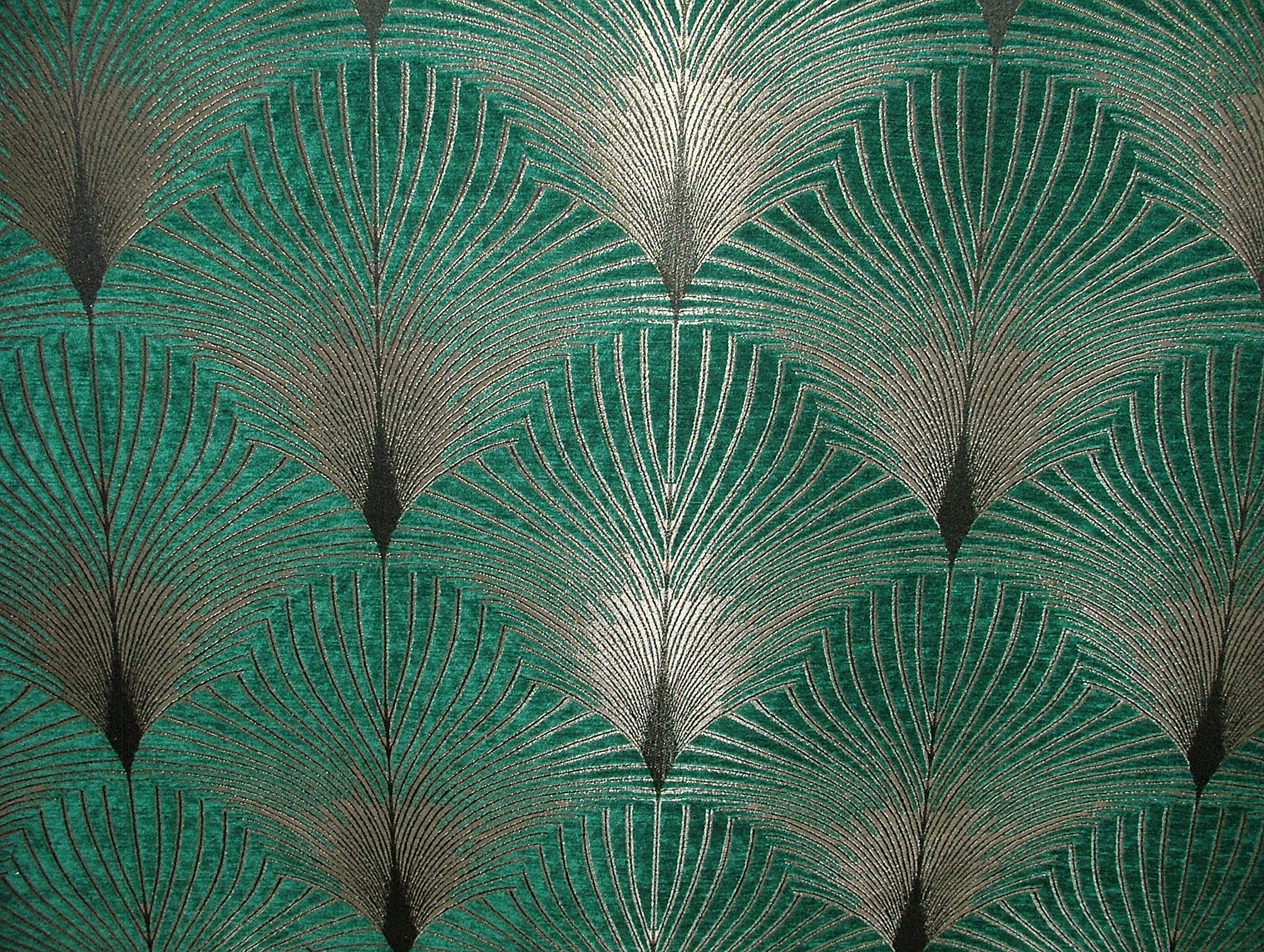 New York Art Deco Velvet Chenille Fibre Naturelle Curtain Upholstery Blind Fabric (Per Full Metre, Turquoise (Prospect))