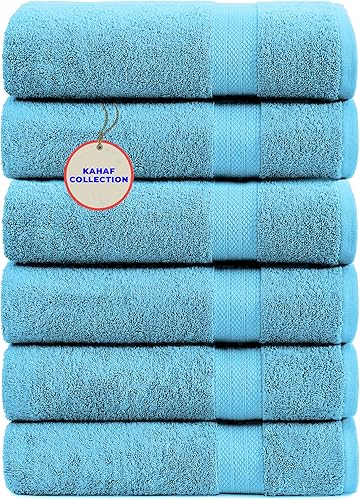 KAHAF COLLECTION Paquete de 6 toallas de baño 100 % algodón, de 24 x 48 pulgadas, de secado rápido, altamente absorbentes, suaves al tacto,