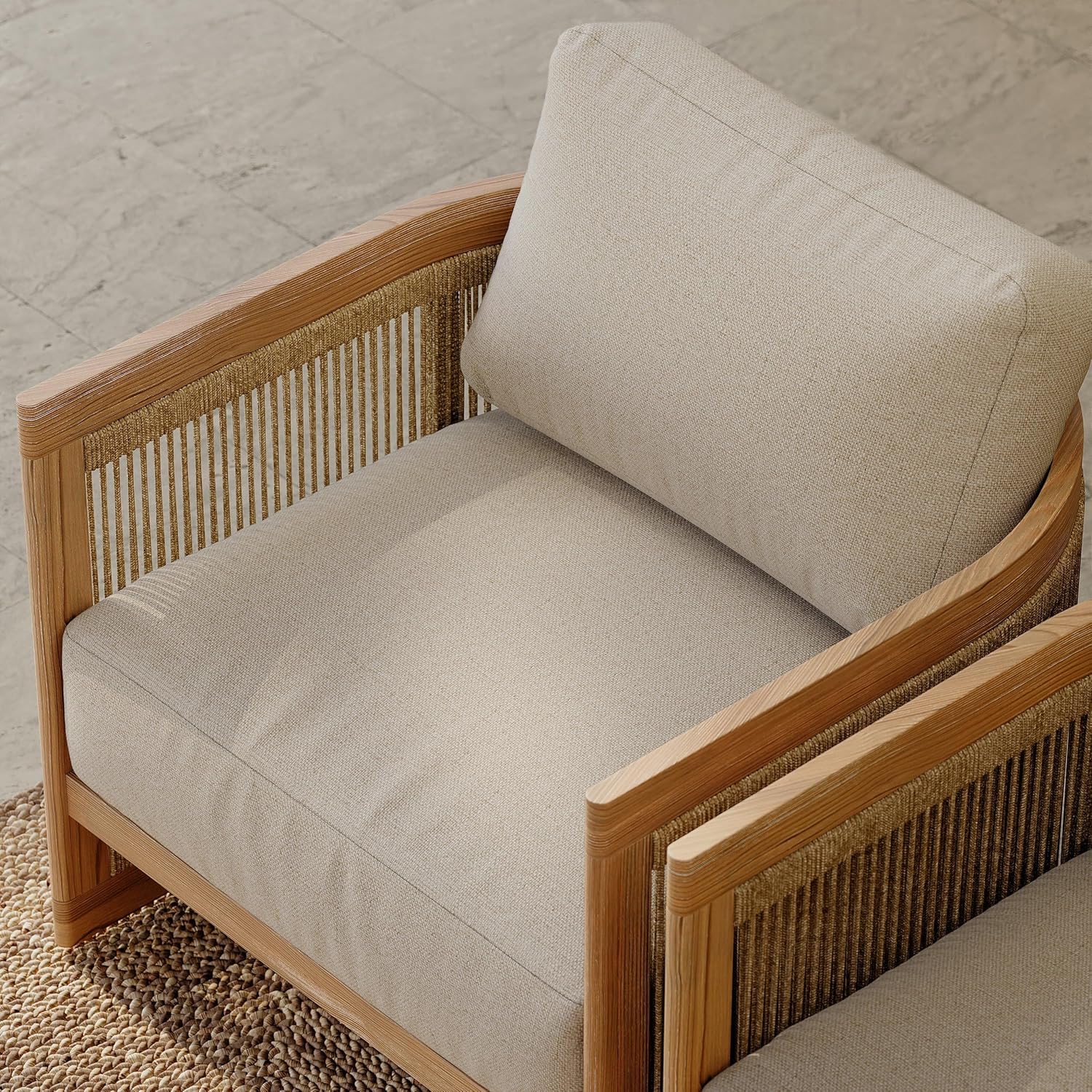 homary 4 Piece Outdoor Combo Sofa Set, All Weather Patio Furniture Set with Cushions and Coffee Table for Garden, Deck and Backyard