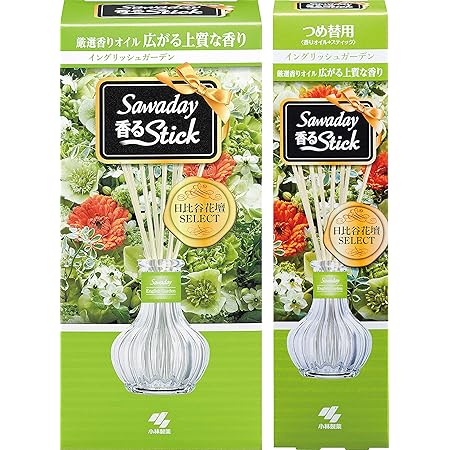 【まとめ買い】サワデー香るスティック日比谷花壇セレクト 消臭芳香剤 本体 イングリッシュガーデン 70ml + 詰め替え用 70ml