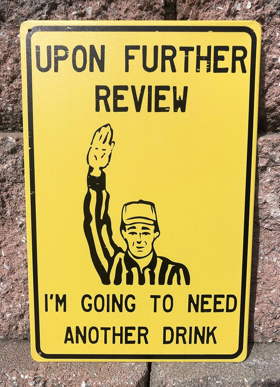 Yellow Metal Football Referee Sign for Garage or Man Cave