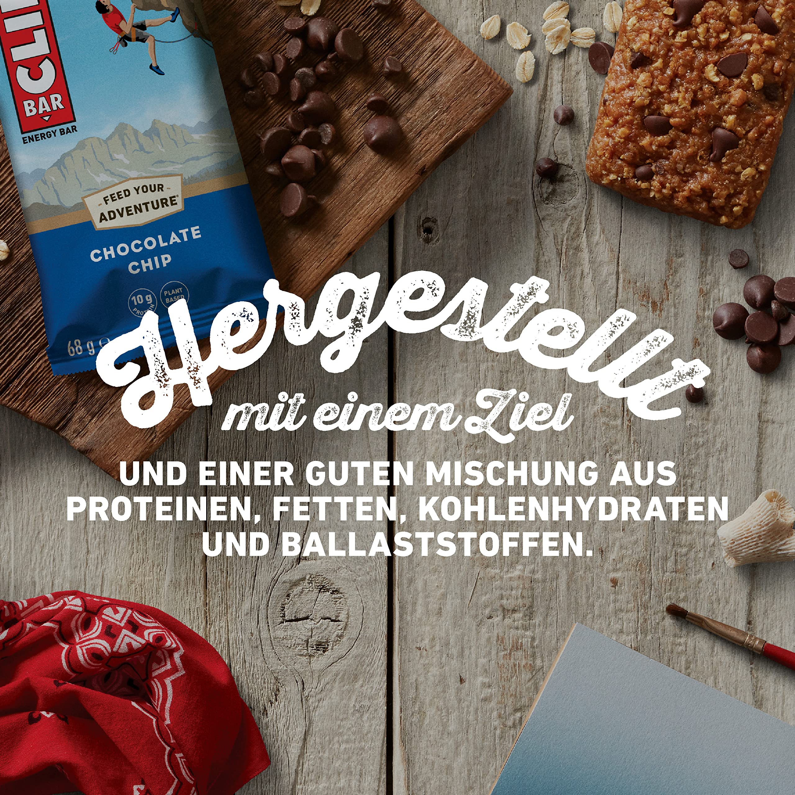 CLIF BAR Energy Bar baton proteinowy, baton proteinowy, na bazie roślin, do biegania, treningu maratońskiego, jazdy na rowerze i sportów wytrzymałościowych, 12 x 68 g