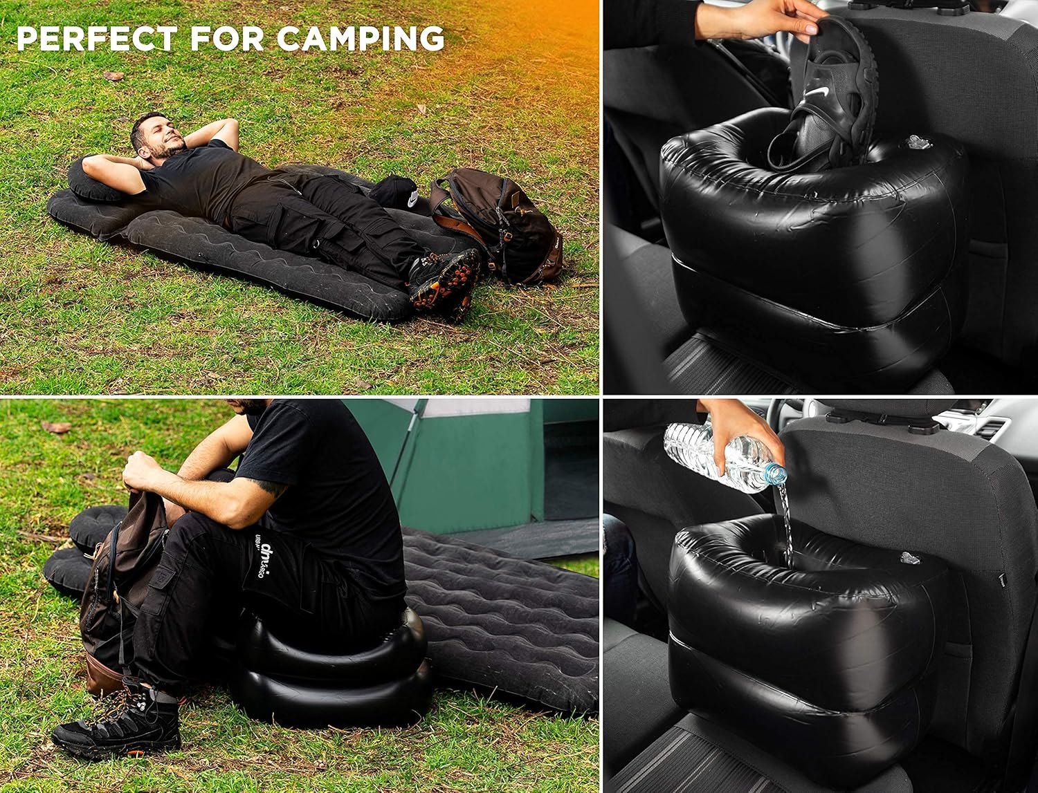 Zento Deals Inflatable Air Mattress for Car - Portable Travel Bed with Pillows for Camping, Sleeping Outdoors - Universal for SUV, Truck and RV Back Seat (Pack 1)