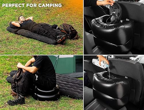 Vista 13 de Zento Deals - Colchón inflable de viaje para asiento trasero de automóvil con 2 almohadas, calidad prémium, ajuste universal Colchón inflable